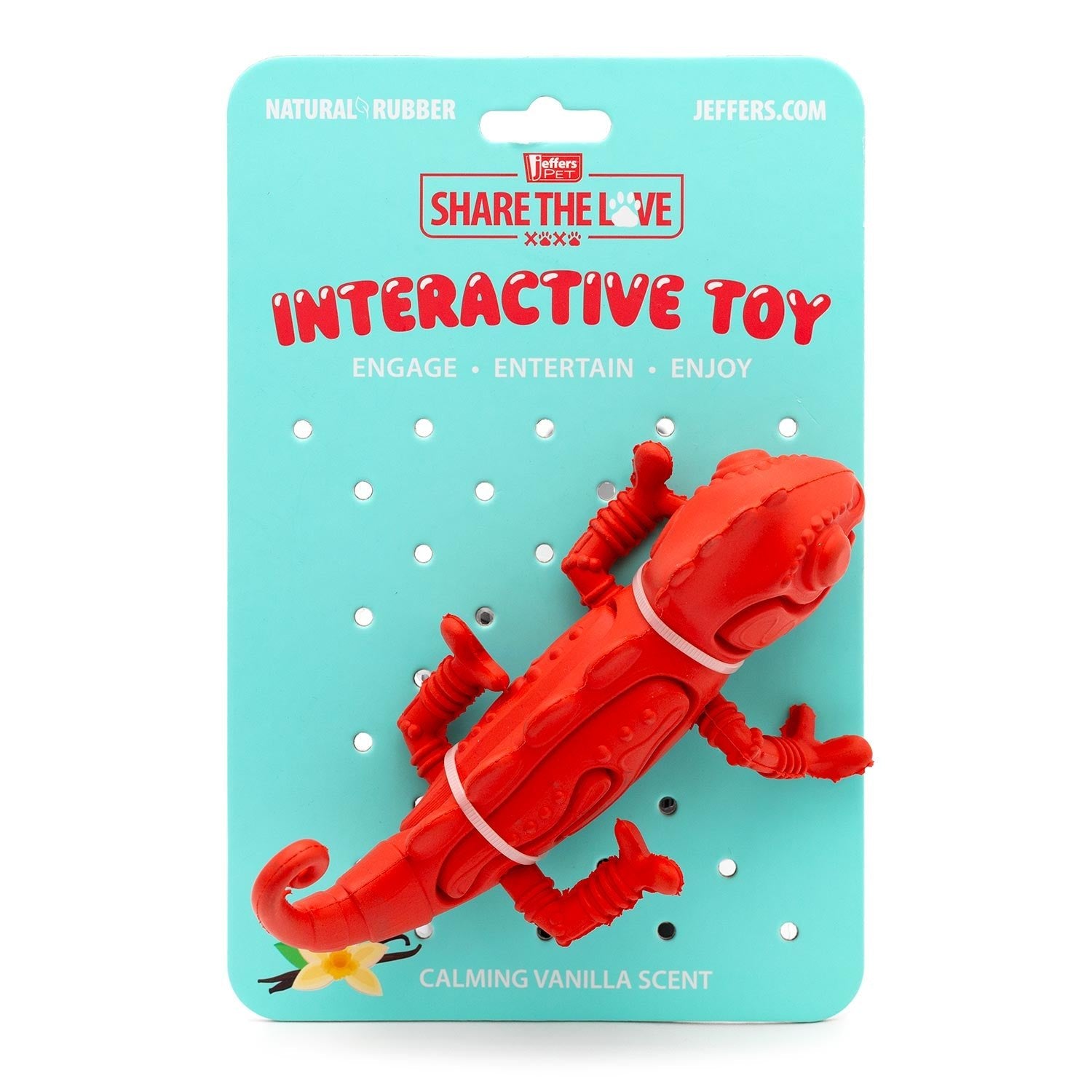 Image of Jeffers Red Chameleon Natural Eco-Friendly Rubber Dental Dog Chew Toy for Medium Chewers
