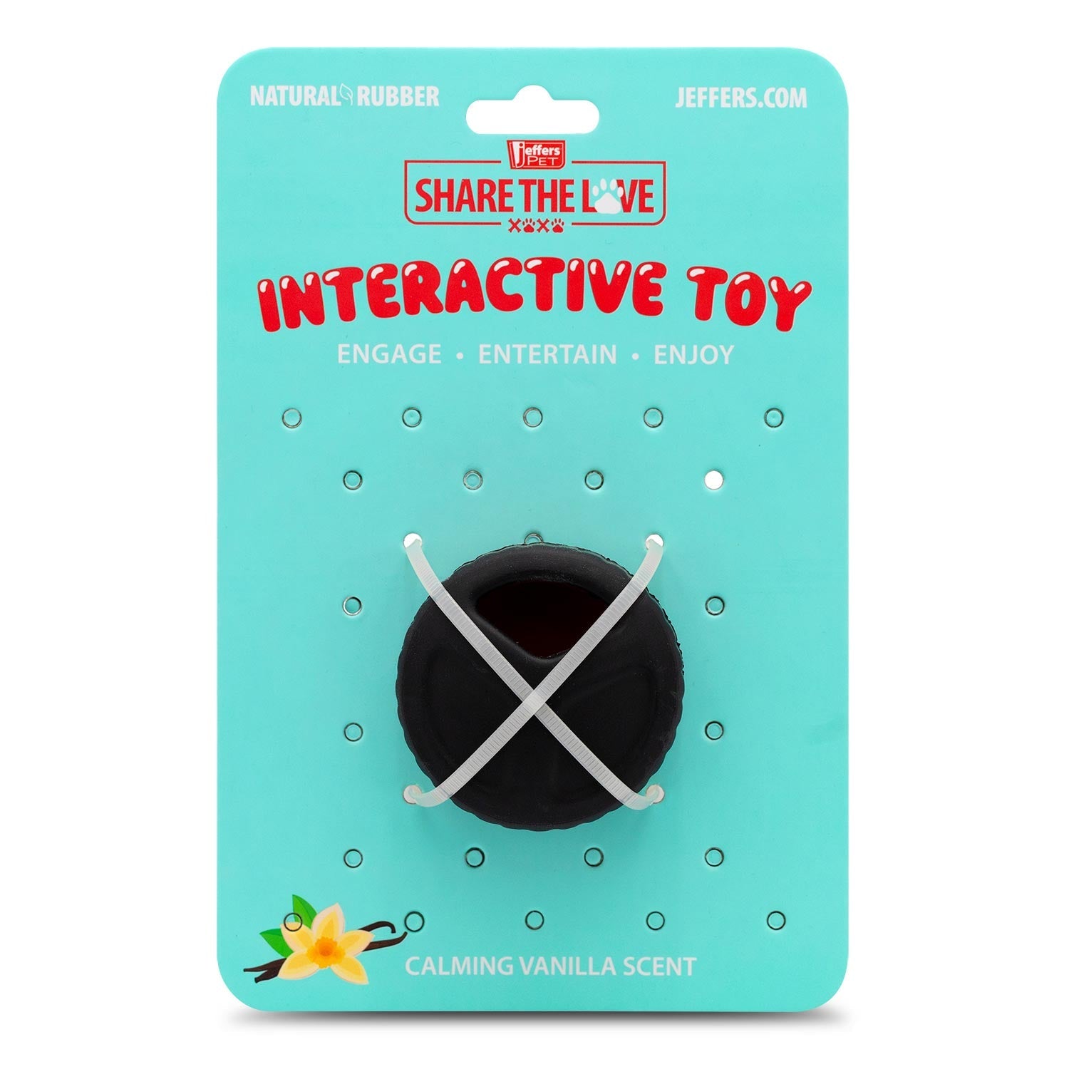 Image of Jeffers Red Hockey Puck Natural Rubber Treat Dispensing Dental Dog Chew Toy