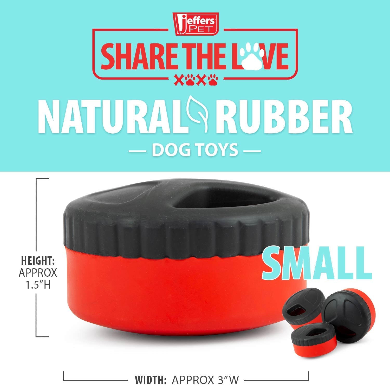 Image of Jeffers Red Hockey Puck Natural Rubber Treat Dispensing Dental Dog Chew Toy