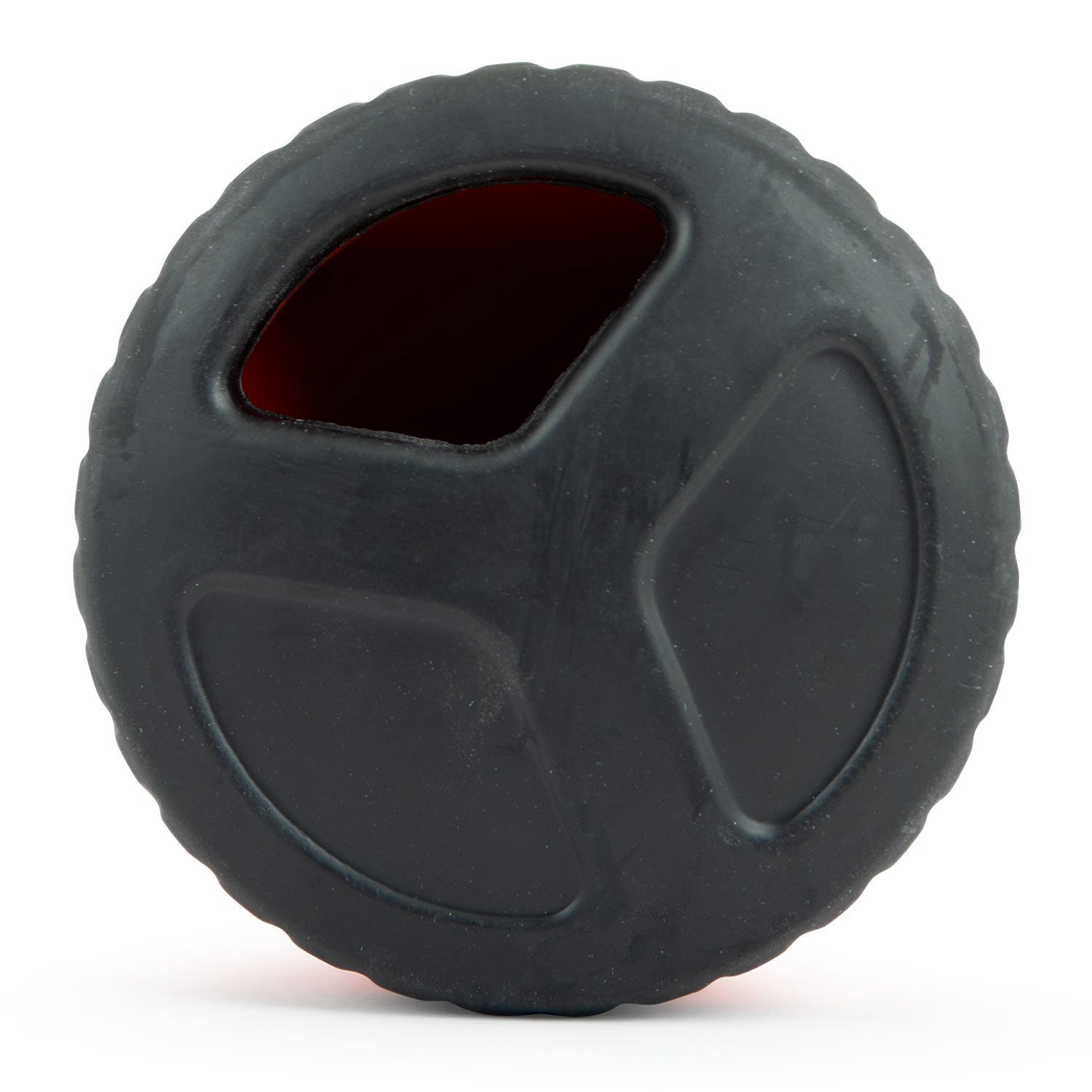 Image of Jeffers Red Hockey Puck Natural Rubber Treat Dispensing Dental Dog Chew Toy