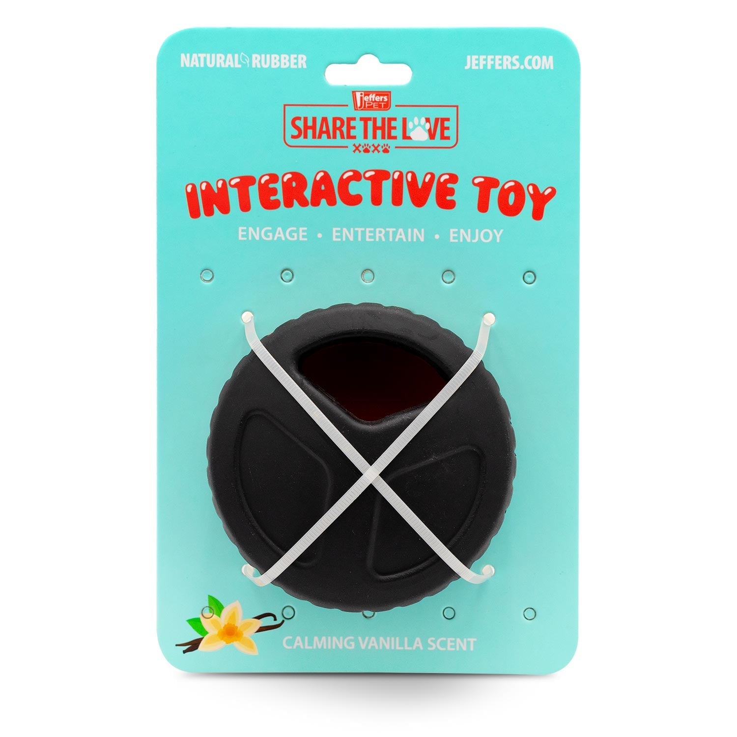 Image of Jeffers Red Hockey Puck Natural Rubber Treat Dispensing Dental Dog Chew Toy