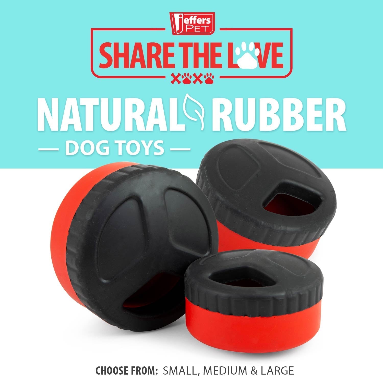 Image of Jeffers Red Hockey Puck Natural Rubber Treat Dispensing Dental Dog Chew Toy