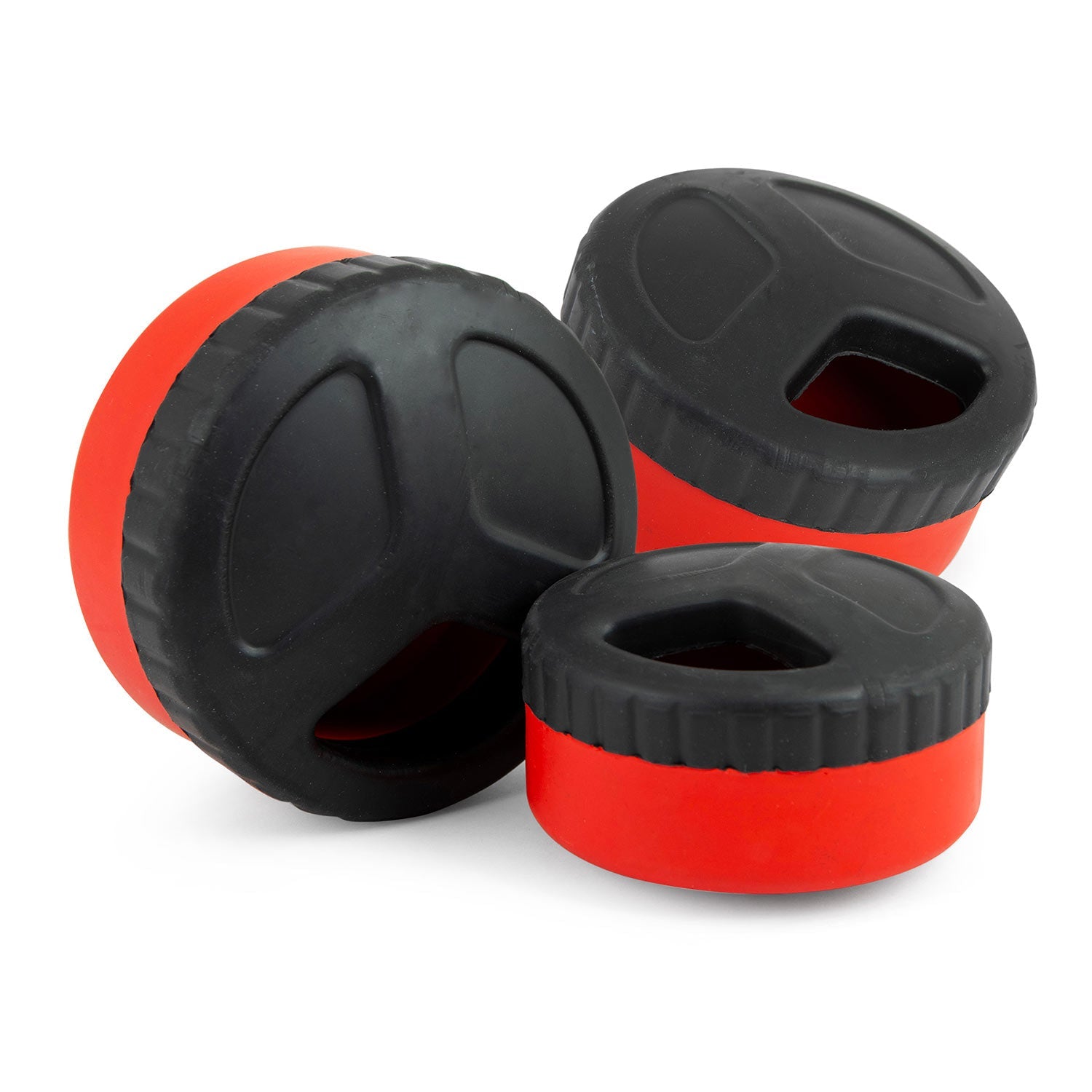Image of Jeffers Red Hockey Puck Natural Rubber Treat Dispensing Dental Dog Chew Toy