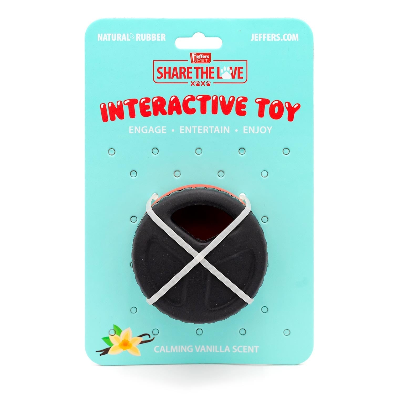 Image of Jeffers Red Hockey Puck Natural Rubber Treat Dispensing Dental Dog Chew Toy