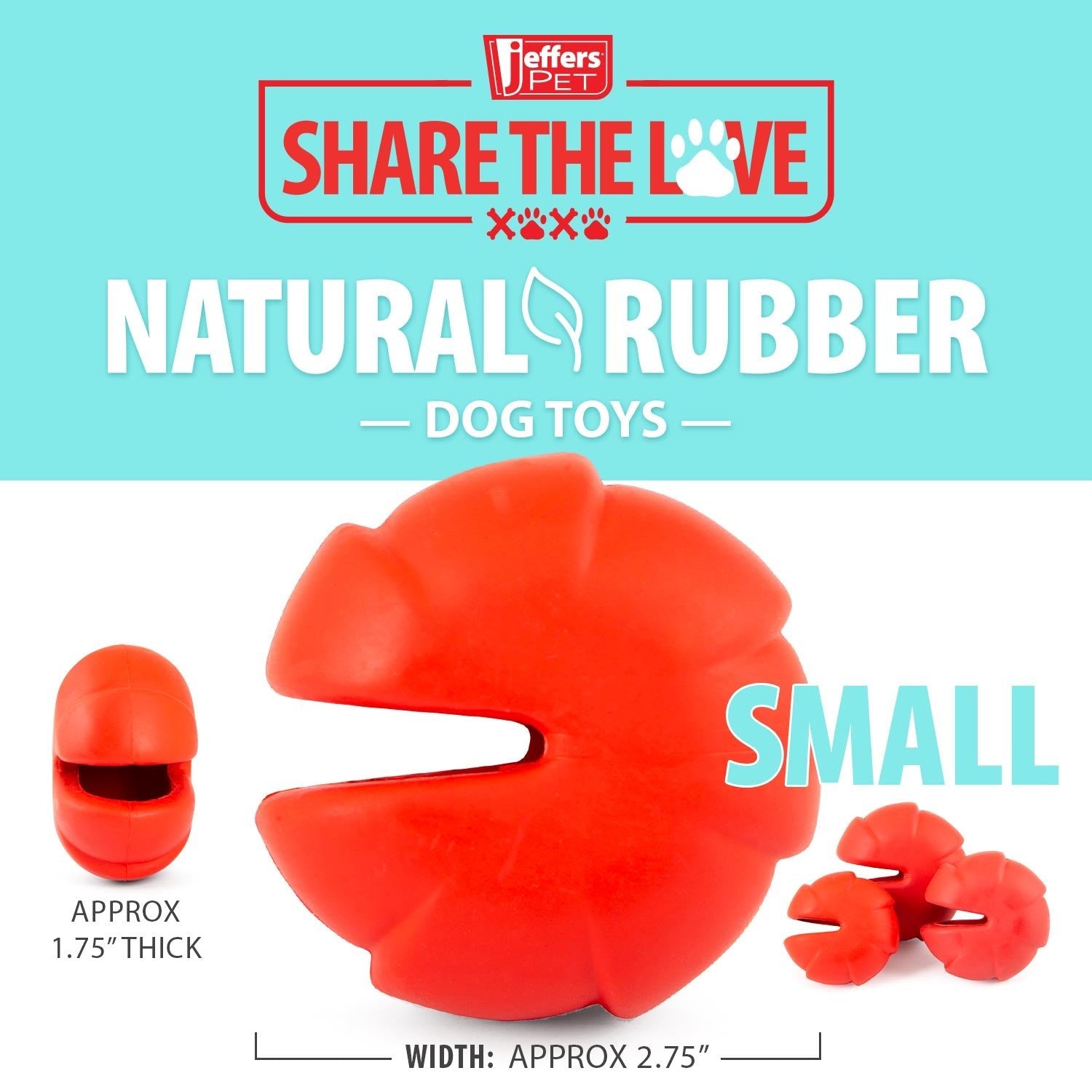 Image of Jeffers Red Millipede Natural Rubber Treat Dispensing Dental Dog Chew Toy