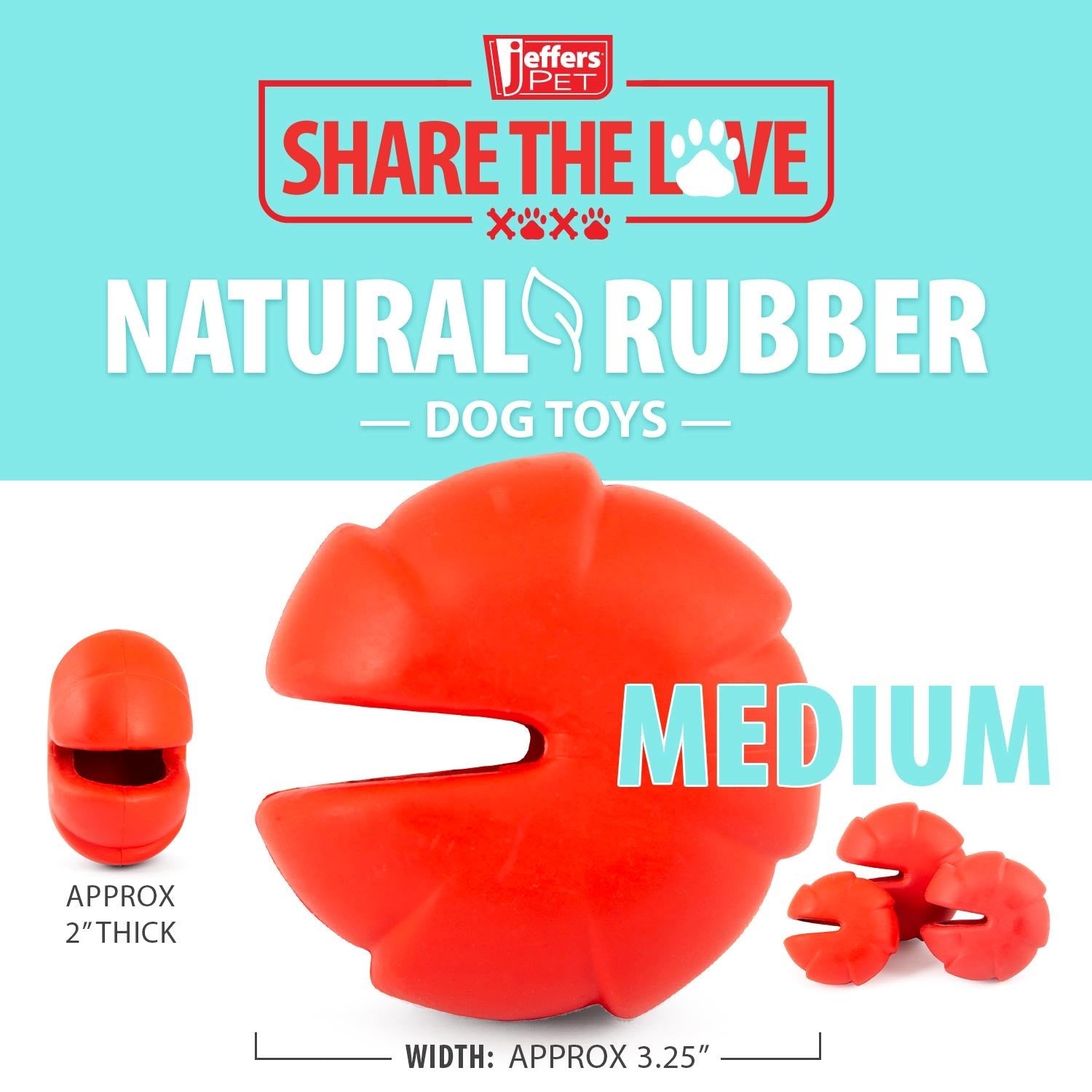 Image of Jeffers Red Millipede Natural Rubber Treat Dispensing Dental Dog Chew Toy