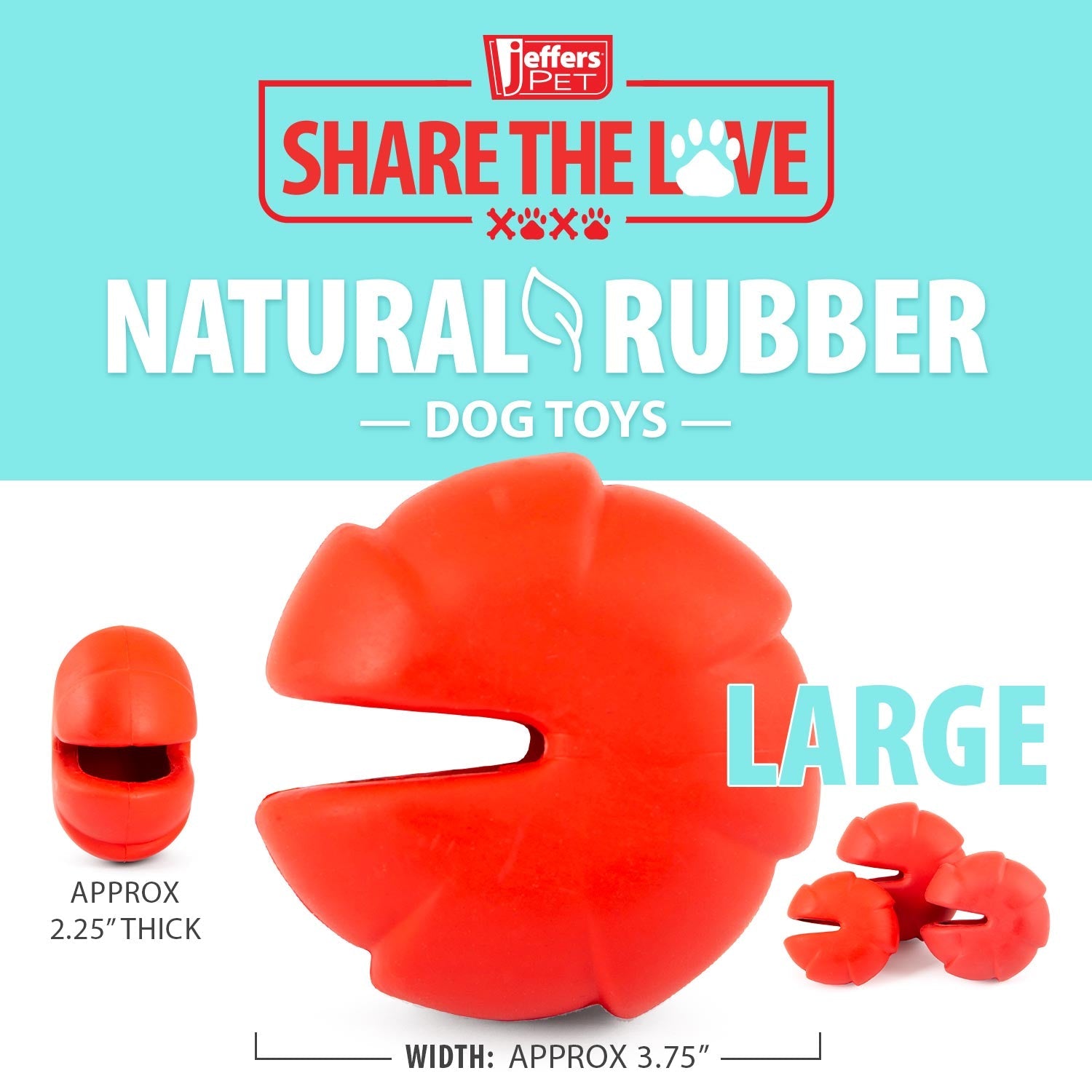 Image of Jeffers Red Millipede Natural Rubber Treat Dispensing Dental Dog Chew Toy