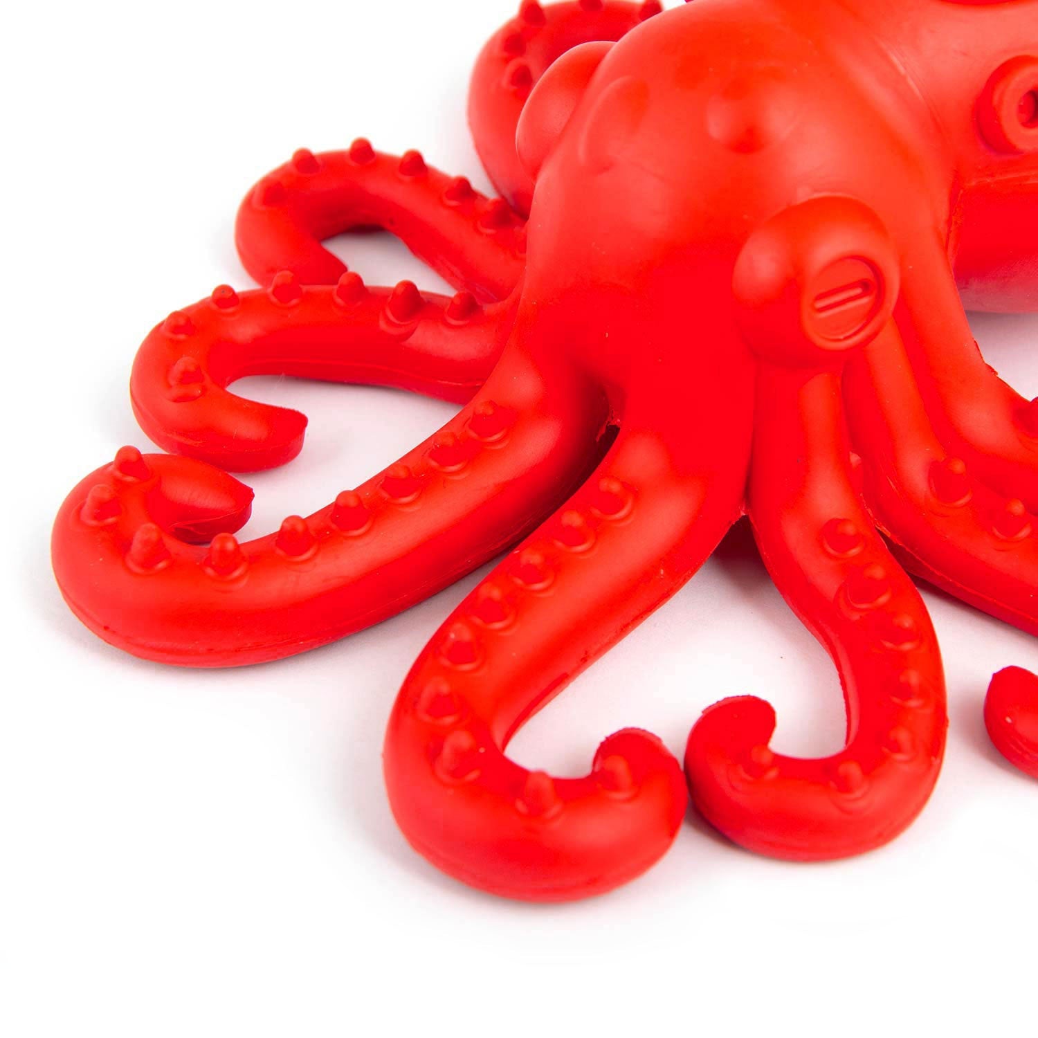 Image of Jeffers Red Octopus Natural Rubber Treat Dispensing Dental Dog Chew Toy