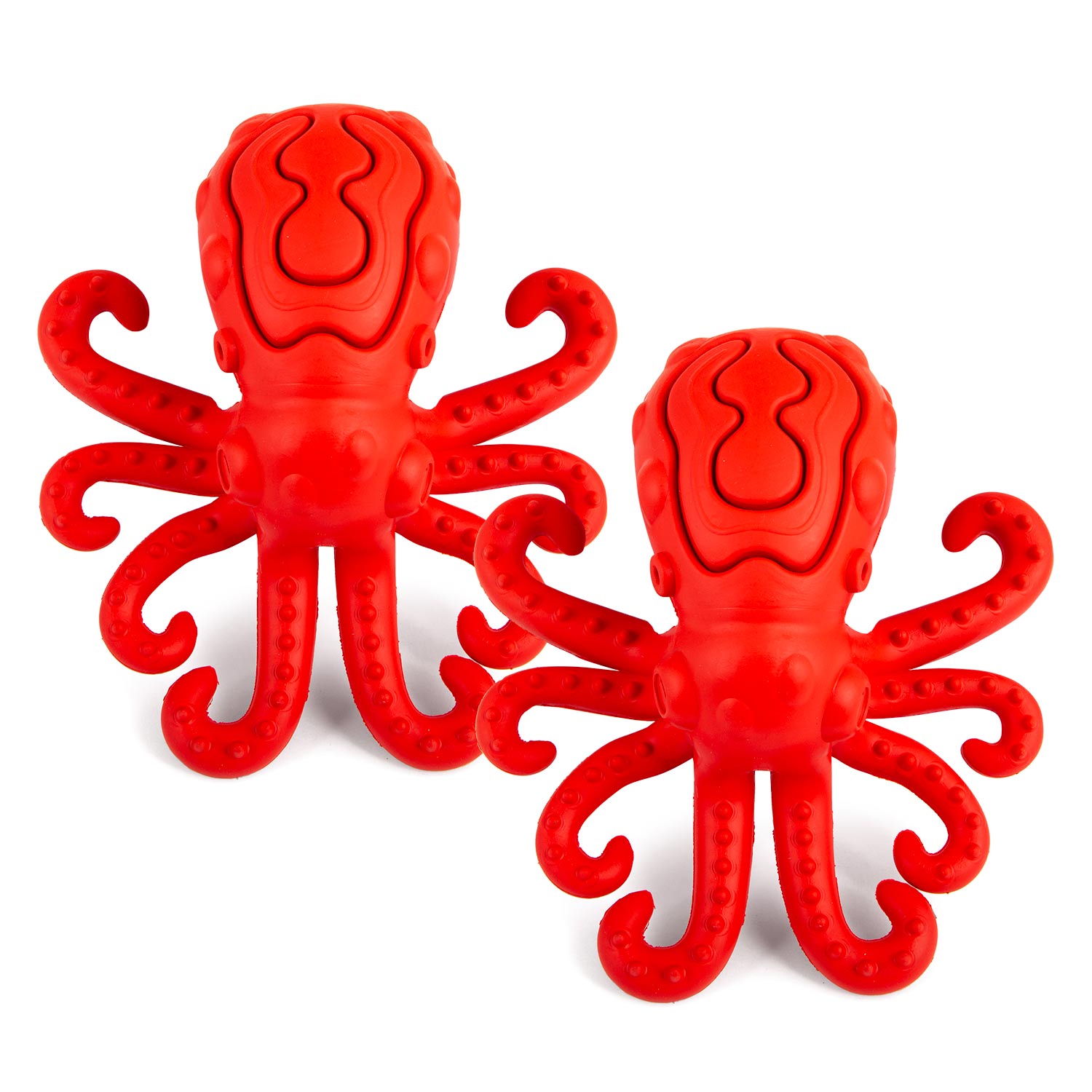 Image of Jeffers Red Octopus Natural Rubber Treat Dispensing Dental Dog Chew Toy