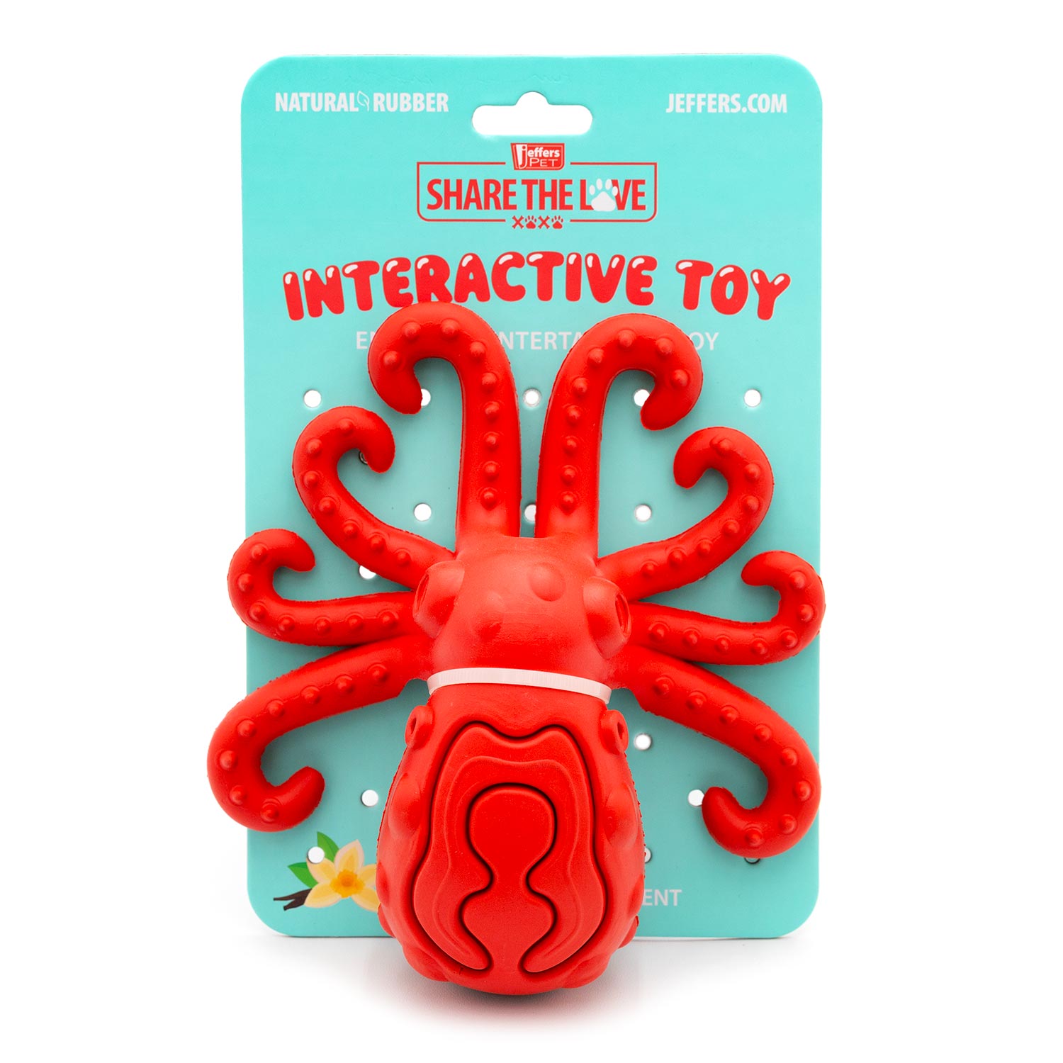 Image of Jeffers Red Octopus Natural Rubber Treat Dispensing Dental Dog Chew Toy