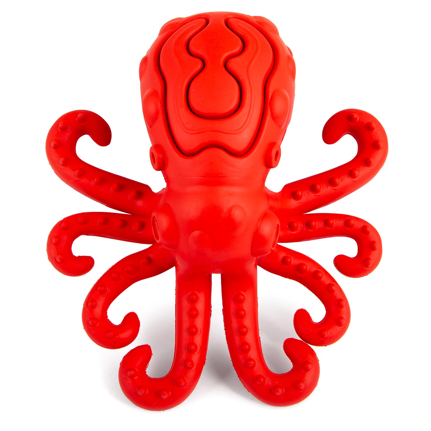 Image of Jeffers Red Octopus Natural Rubber Treat Dispensing Dental Dog Chew Toy
