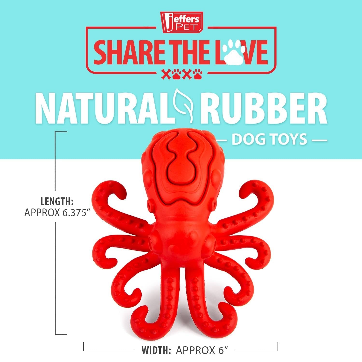 Image of Jeffers Red Octopus Natural Rubber Treat Dispensing Dental Dog Chew Toy