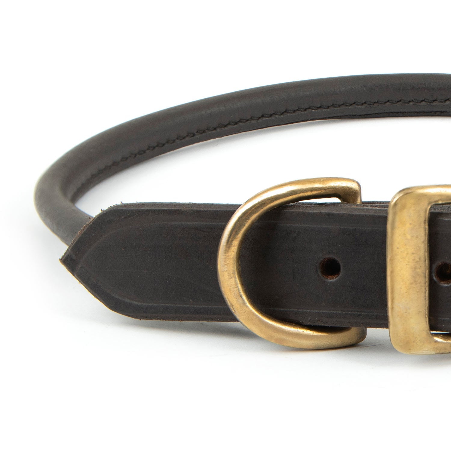Image of Jeffers Rolled Leather Dog Collars with Brass Hardware