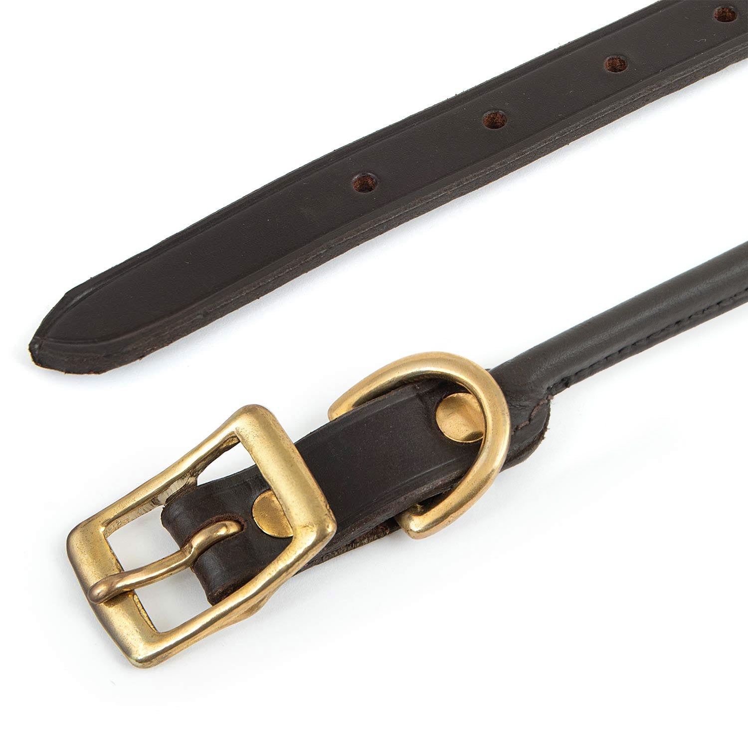 Image of Jeffers Rolled Leather Dog Collars with Brass Hardware