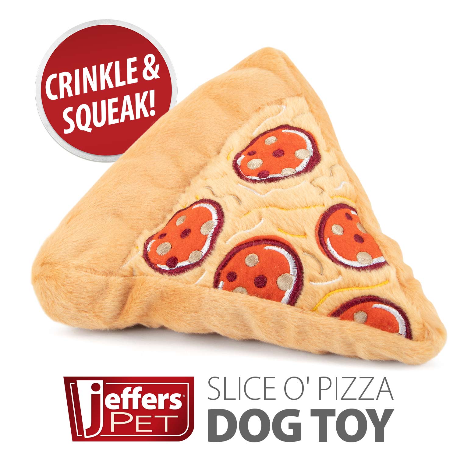 Image of Jeffers Slice O' Pizza Crinkle & Squeak Dog Toy, Each