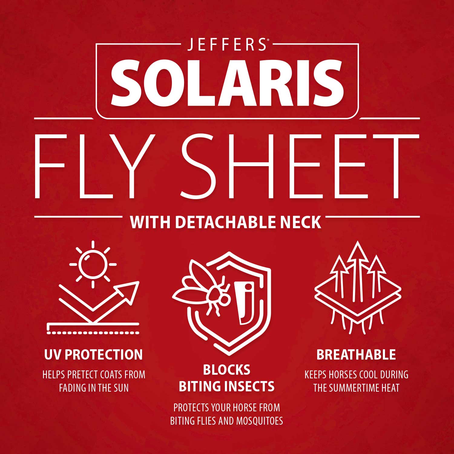 Image of Jeffers Solaris Horse Fly Sheet with Detachable Neck, Grey & Red