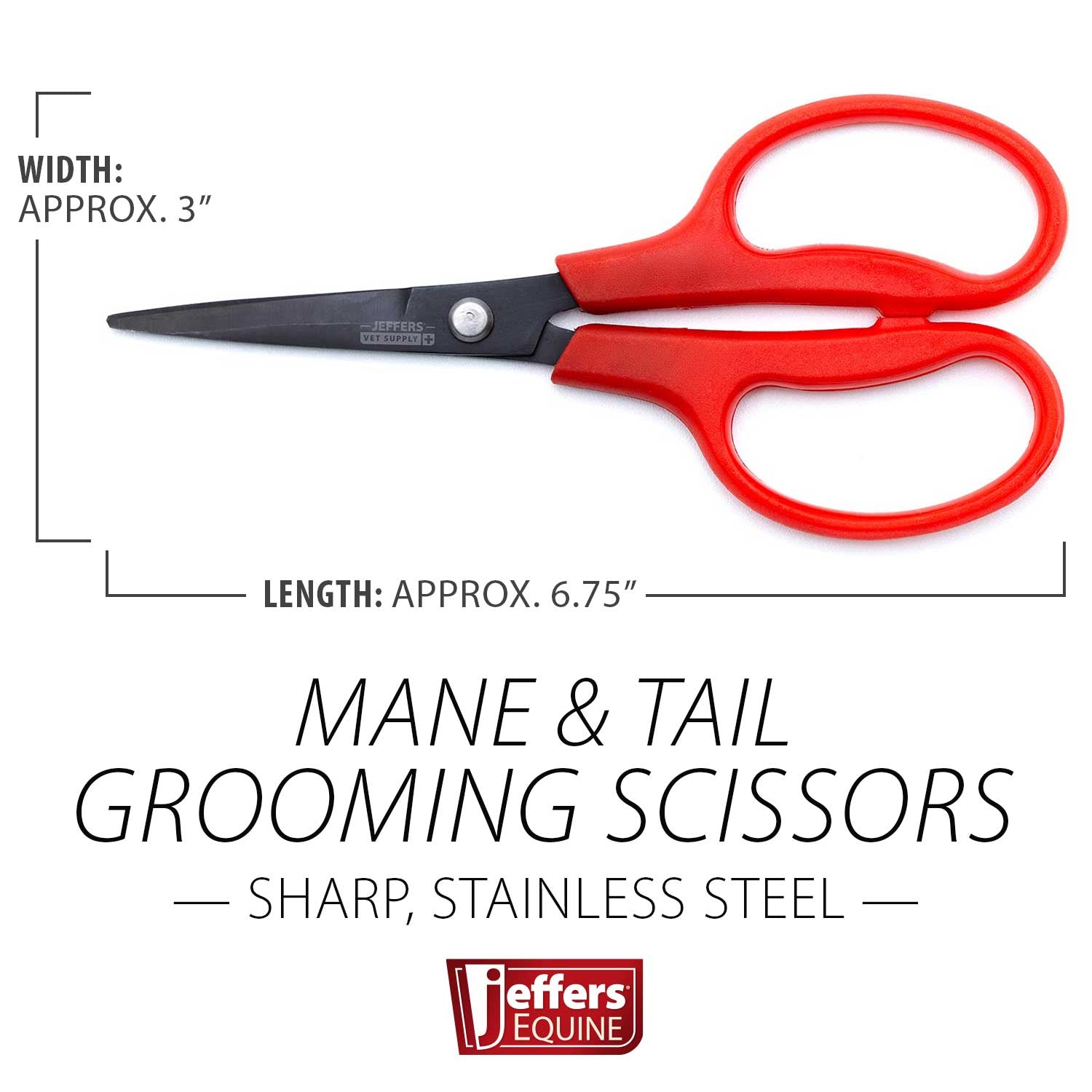 Image of Jeffers Stainless Steel Sharp Grooming Scissors for Horses – Mane, Tail & Braiding Trimming Tool