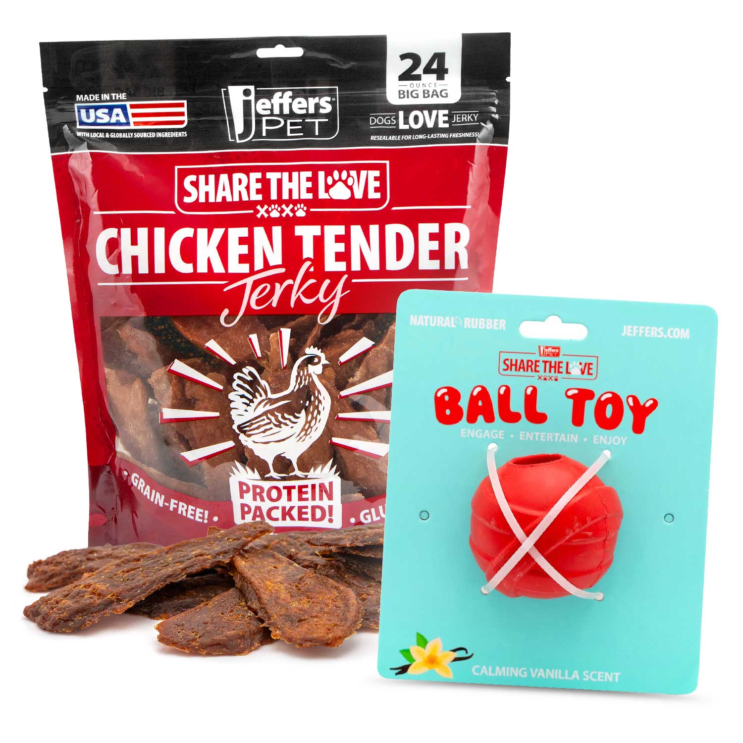 Image of Jeffers Stuffable Dog Chew Toys with Chicken Breast Jerky Treats Kit