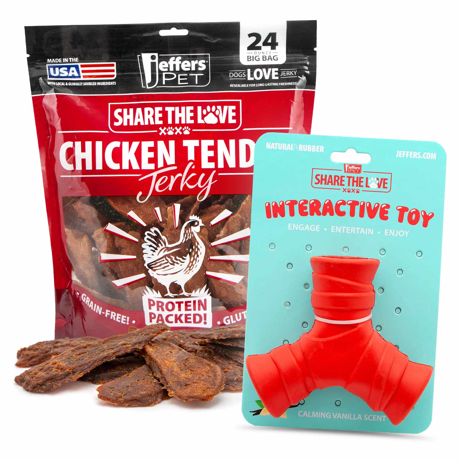 Image of Jeffers Stuffable Dog Chew Toys with Chicken Breast Jerky Treats Kit