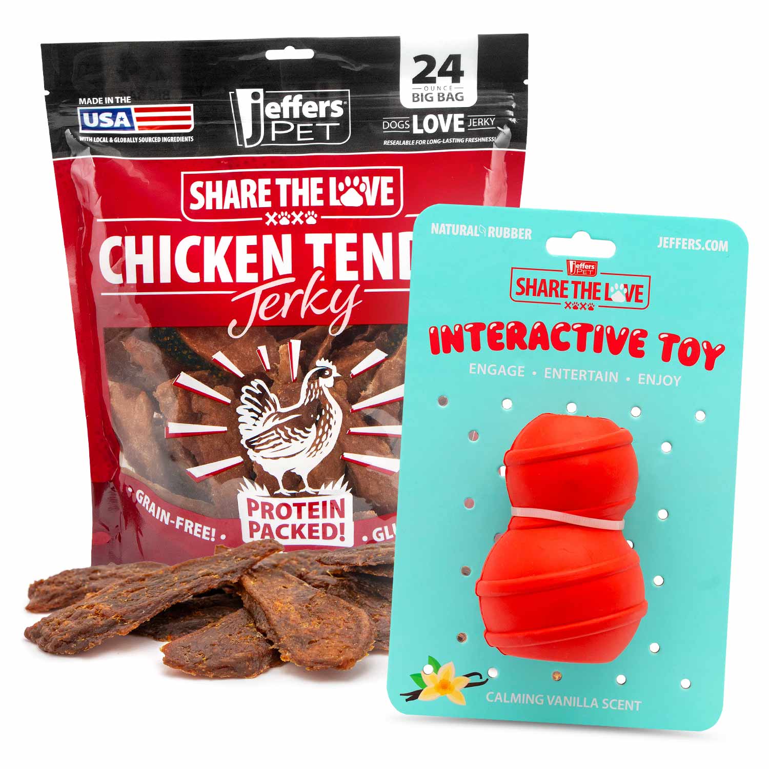 Image of Jeffers Stuffable Dog Chew Toys with Chicken Breast Jerky Treats Kit