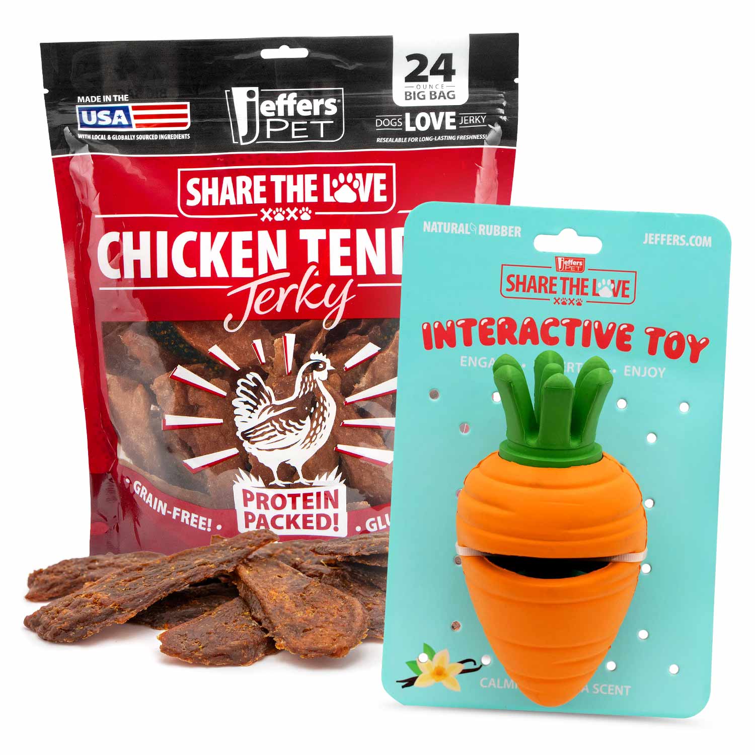 Image of Jeffers Stuffable Dog Chew Toys with Chicken Breast Jerky Treats Kit