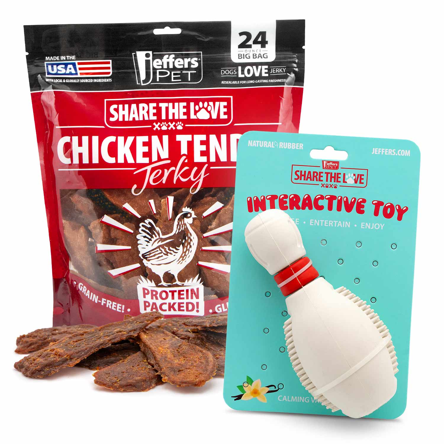 Image of Jeffers Stuffable Dog Chew Toys with Chicken Breast Jerky Treats Kit