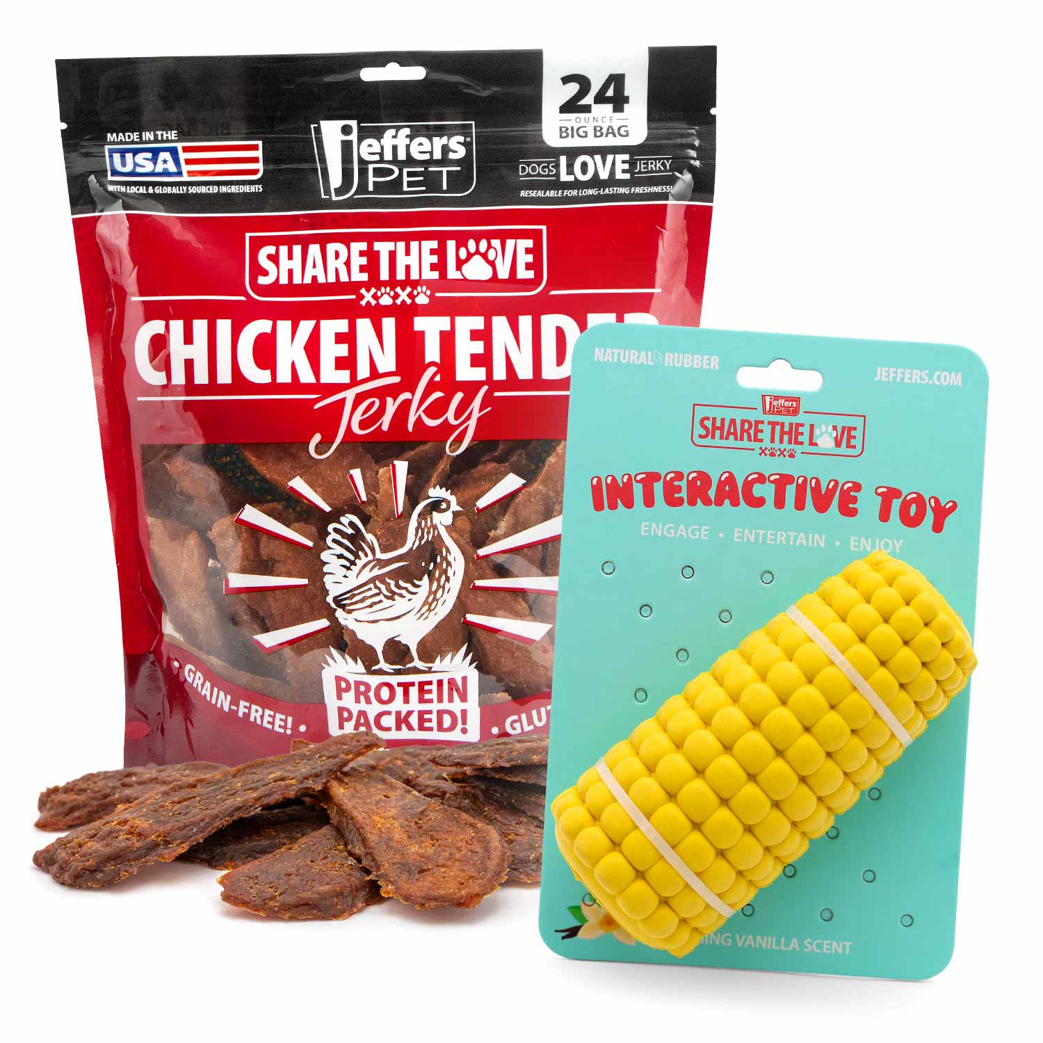 Image of Jeffers Stuffable Dog Chew Toys with Chicken Breast Jerky Treats Kit