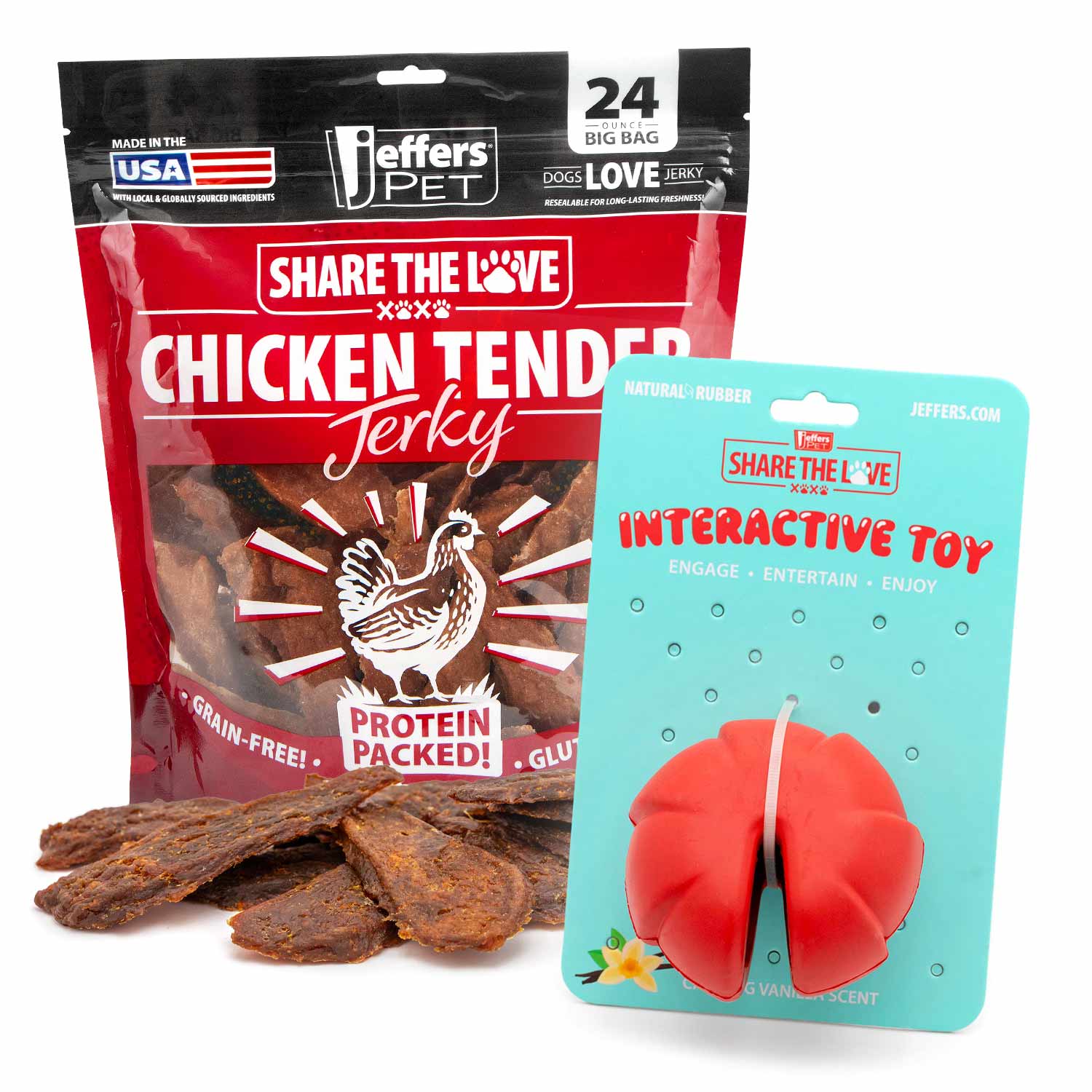 Image of Jeffers Stuffable Dog Chew Toys with Chicken Breast Jerky Treats Kit