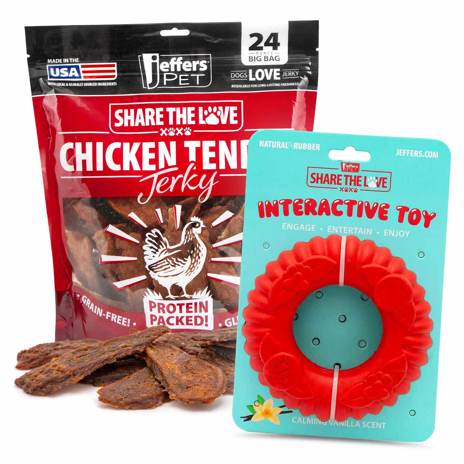 Image of Jeffers Stuffable Dog Chew Toys with Chicken Breast Jerky Treats Kit