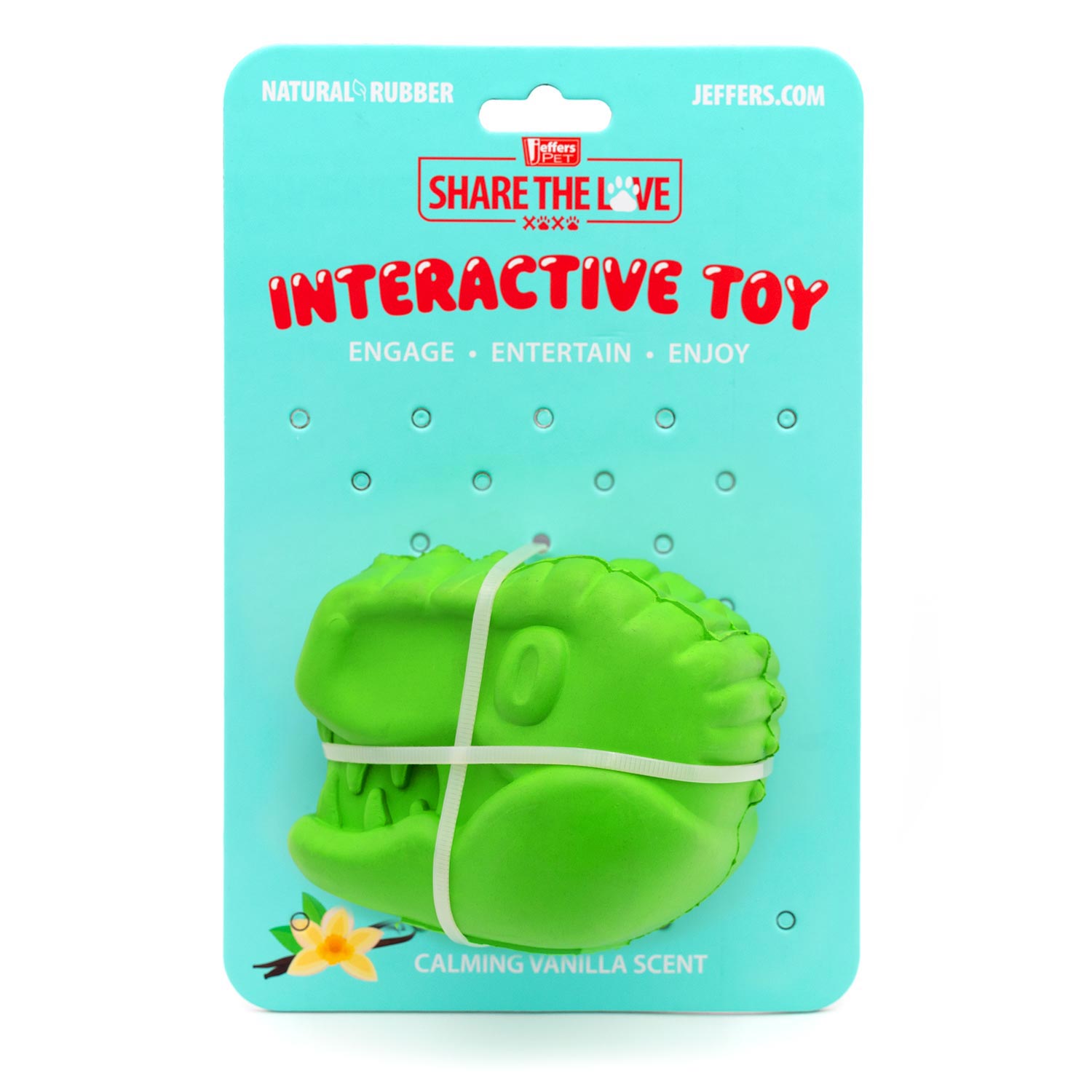 Image of Jeffers T-Rex Natural Rubber Treat Dispensing Dental Dog Chew Toy for Medium Chewers with Vanilla Scent