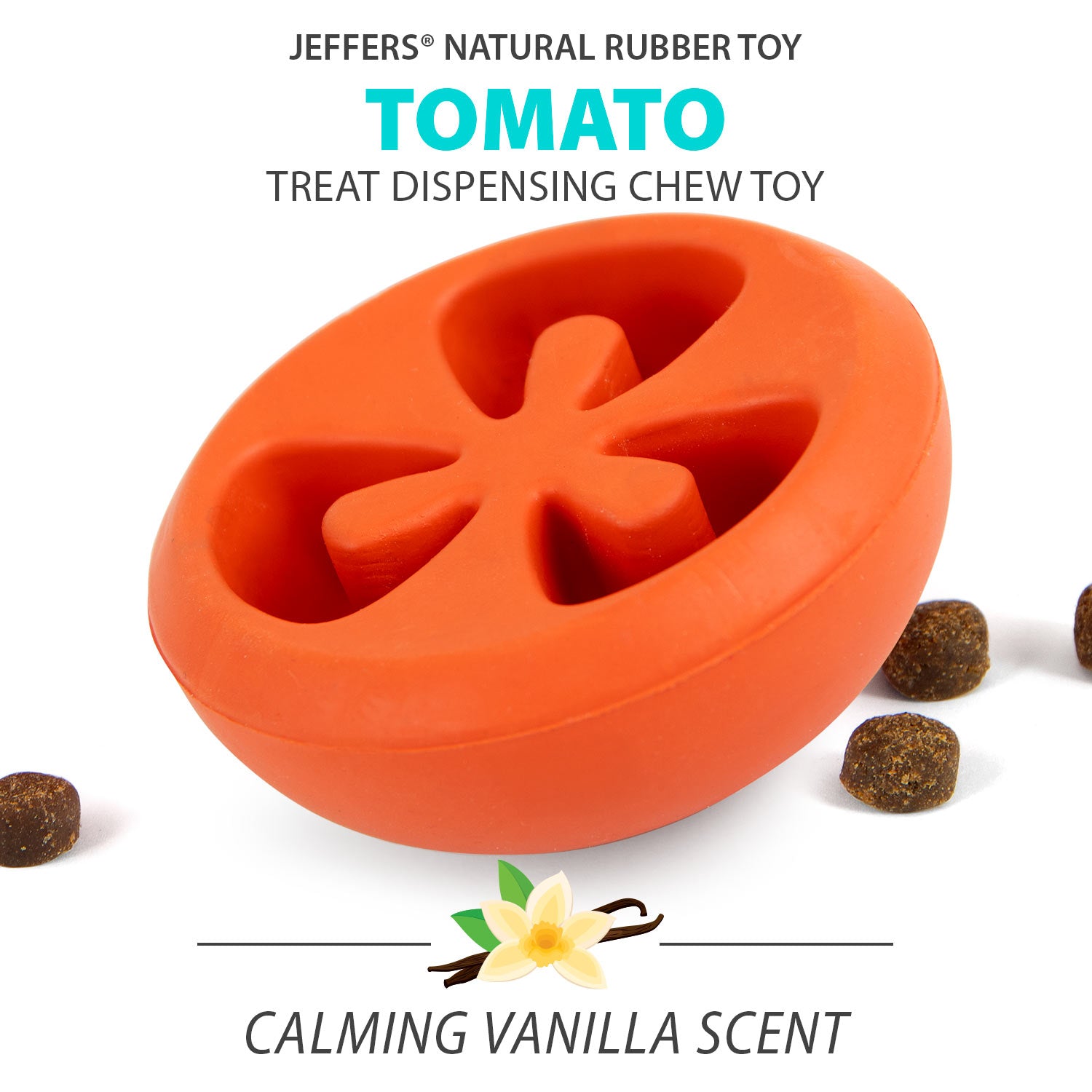 Image of Jeffers Tomato Shaped Natural Rubber Treat Dispensing Dental Dog Chew Toy for Medium-Chewers