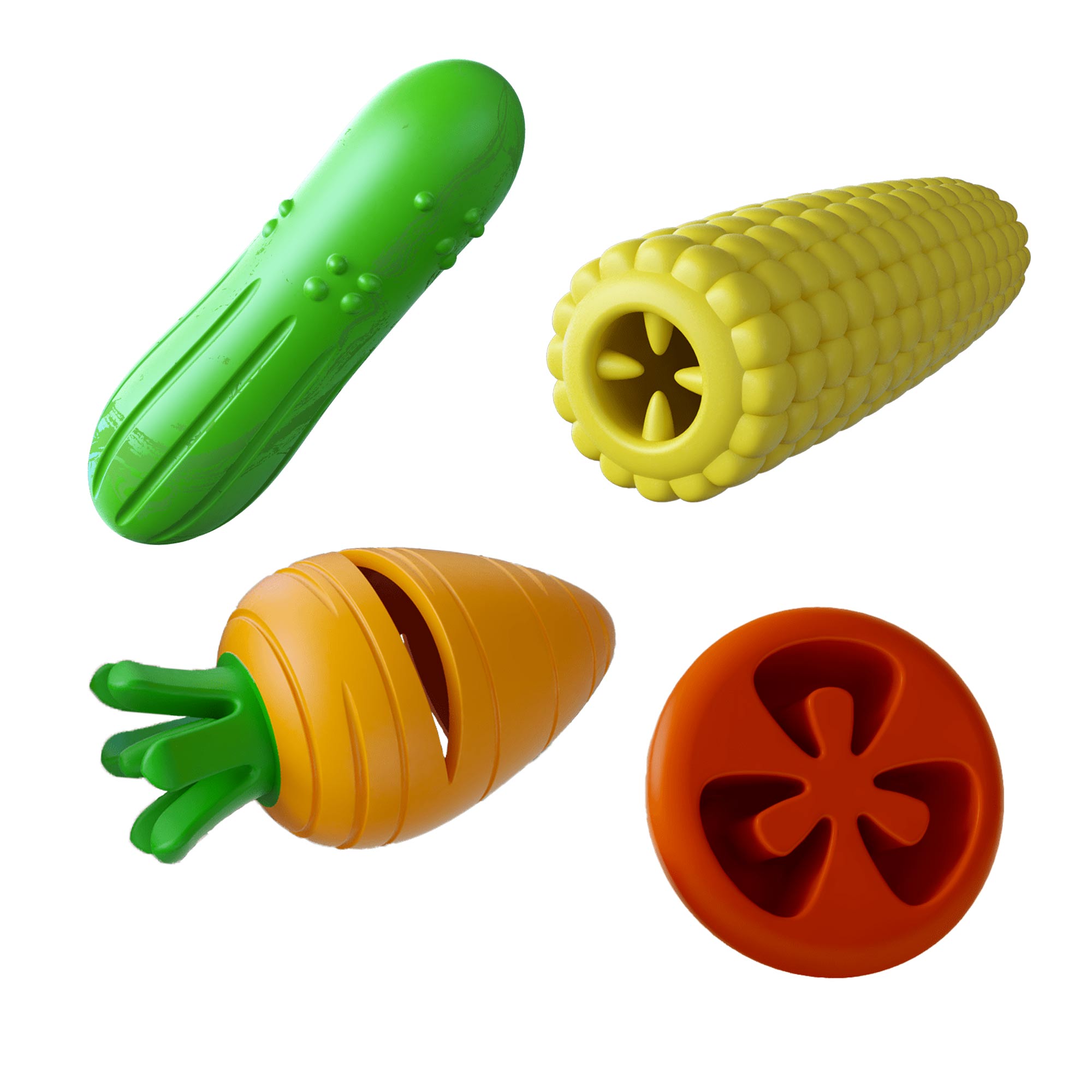 Image of Jeffers Veggies Natural Rubber Dog Chew Toys, 4 pc, Medium
