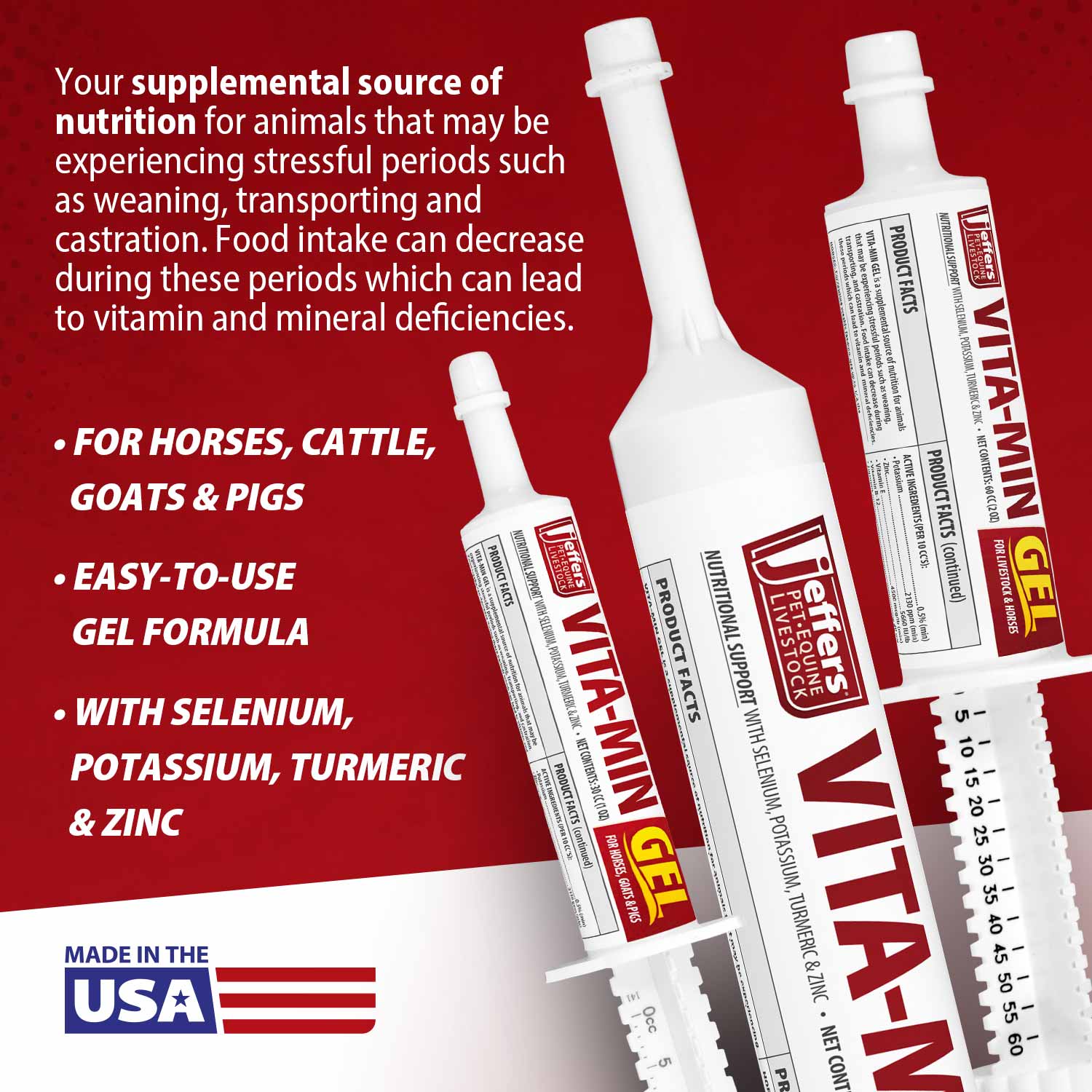 Image of Jeffers Vita-Min Gel with Vit E & B12 for Cattle, Horses, Sheep, Goats & Swine