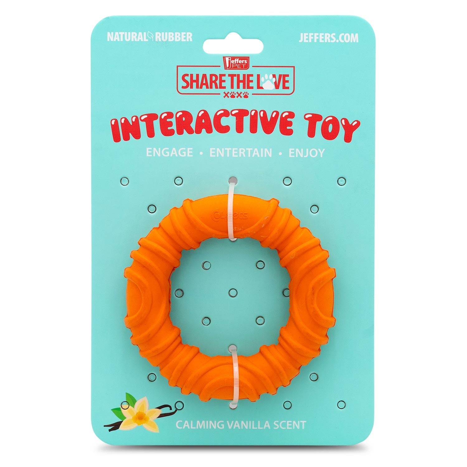 Image of Jeffers Wavy Ring Tugger Natural Rubber Dog Chew Toy for Tug, Fetch & Dental Support