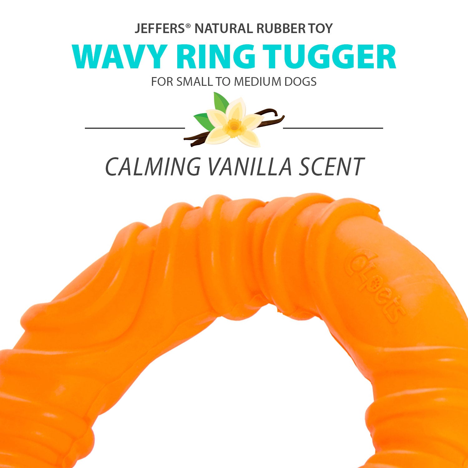 Image of Jeffers Wavy Ring Tugger Natural Rubber Dog Chew Toy for Tug, Fetch & Dental Support