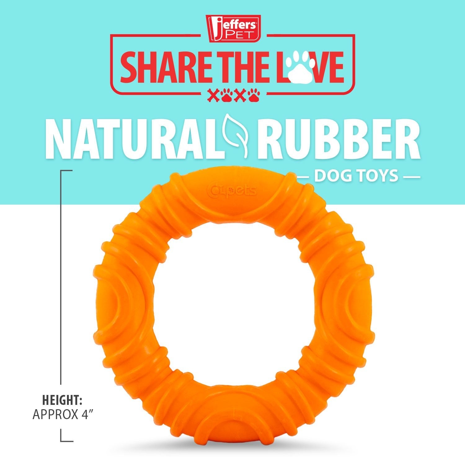 Image of Jeffers Wavy Ring Tugger Natural Rubber Dog Chew Toy for Tug, Fetch & Dental Support