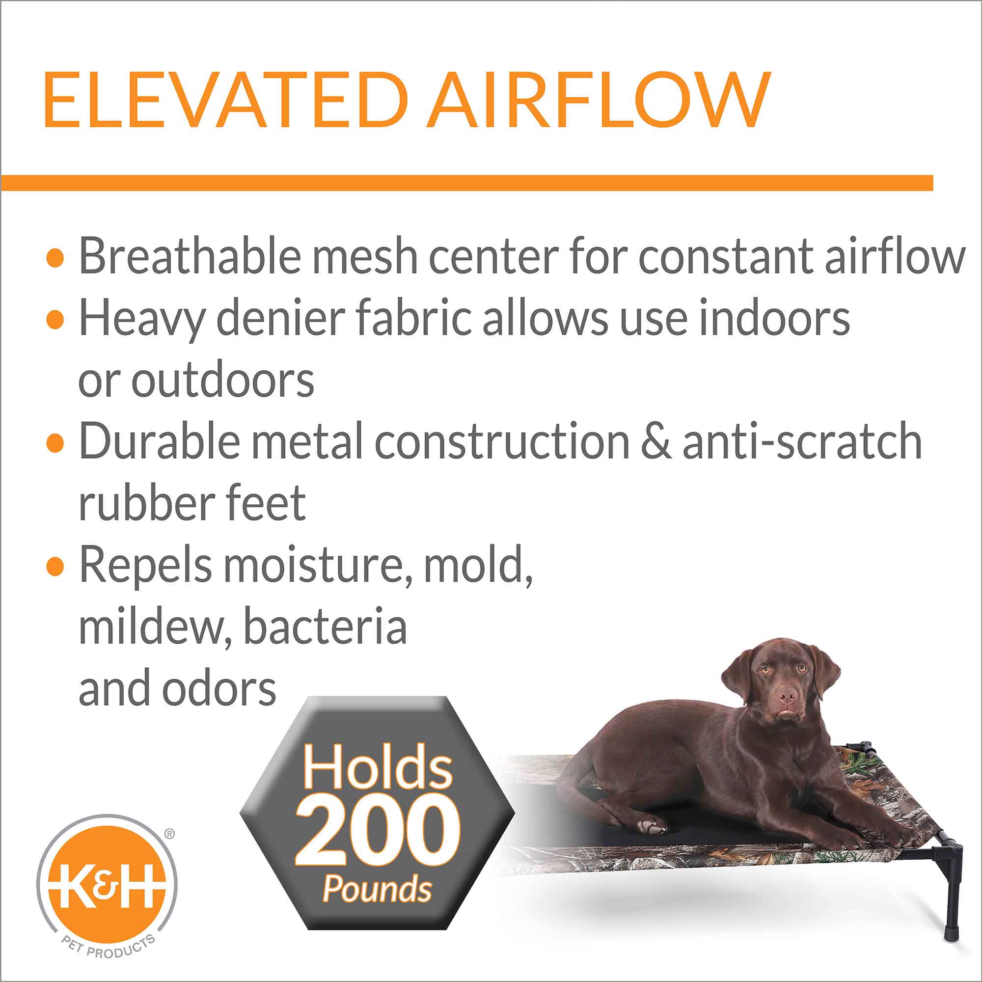 Image of K&H Pet Products Original Pet Cot Elevated Dog Bed, Realtree Edge