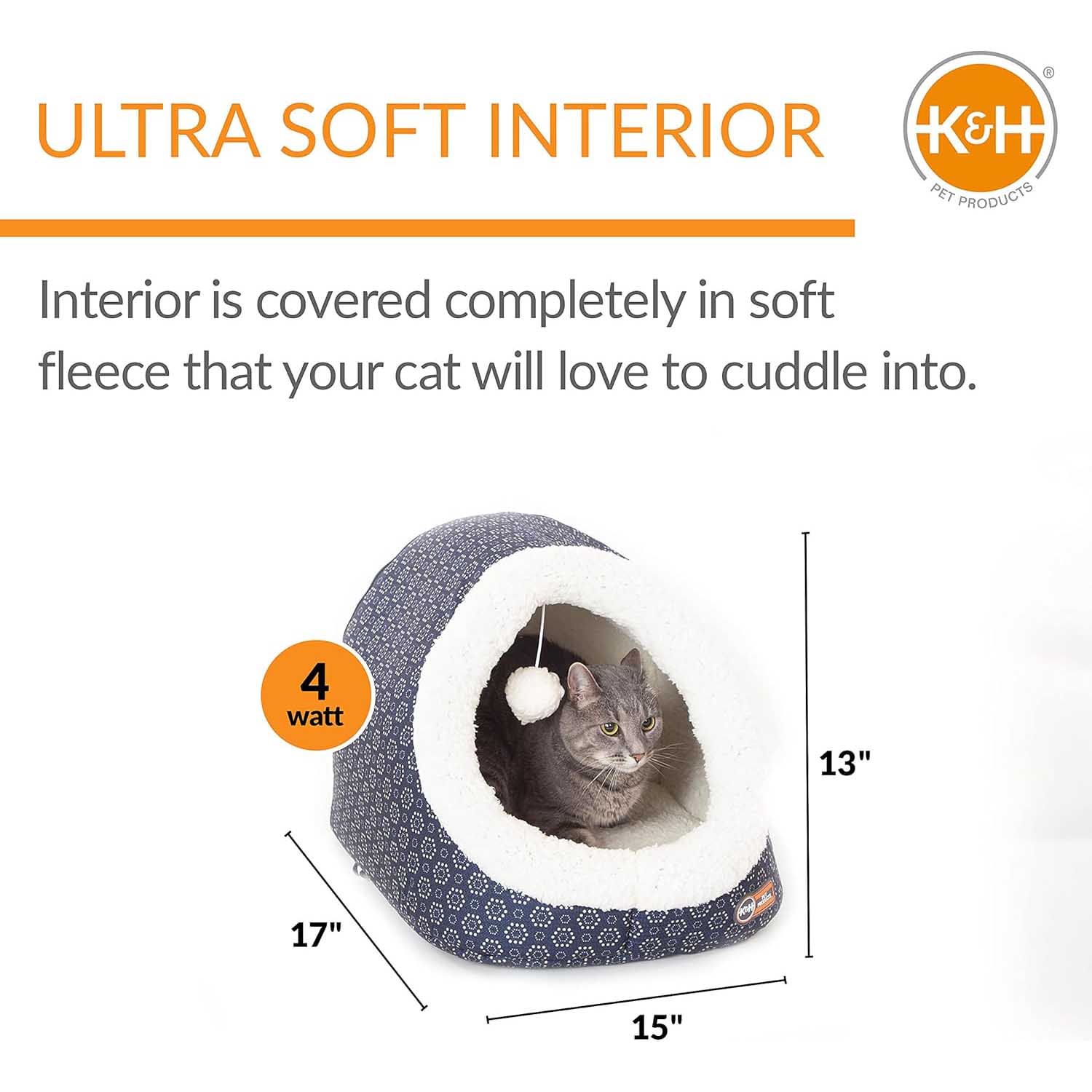 Image of K&H Pet Products Thermo-Pet Cave Heated Cat Bed – Plush Cat Cave & Tunnel for Cats and Small Dogs
