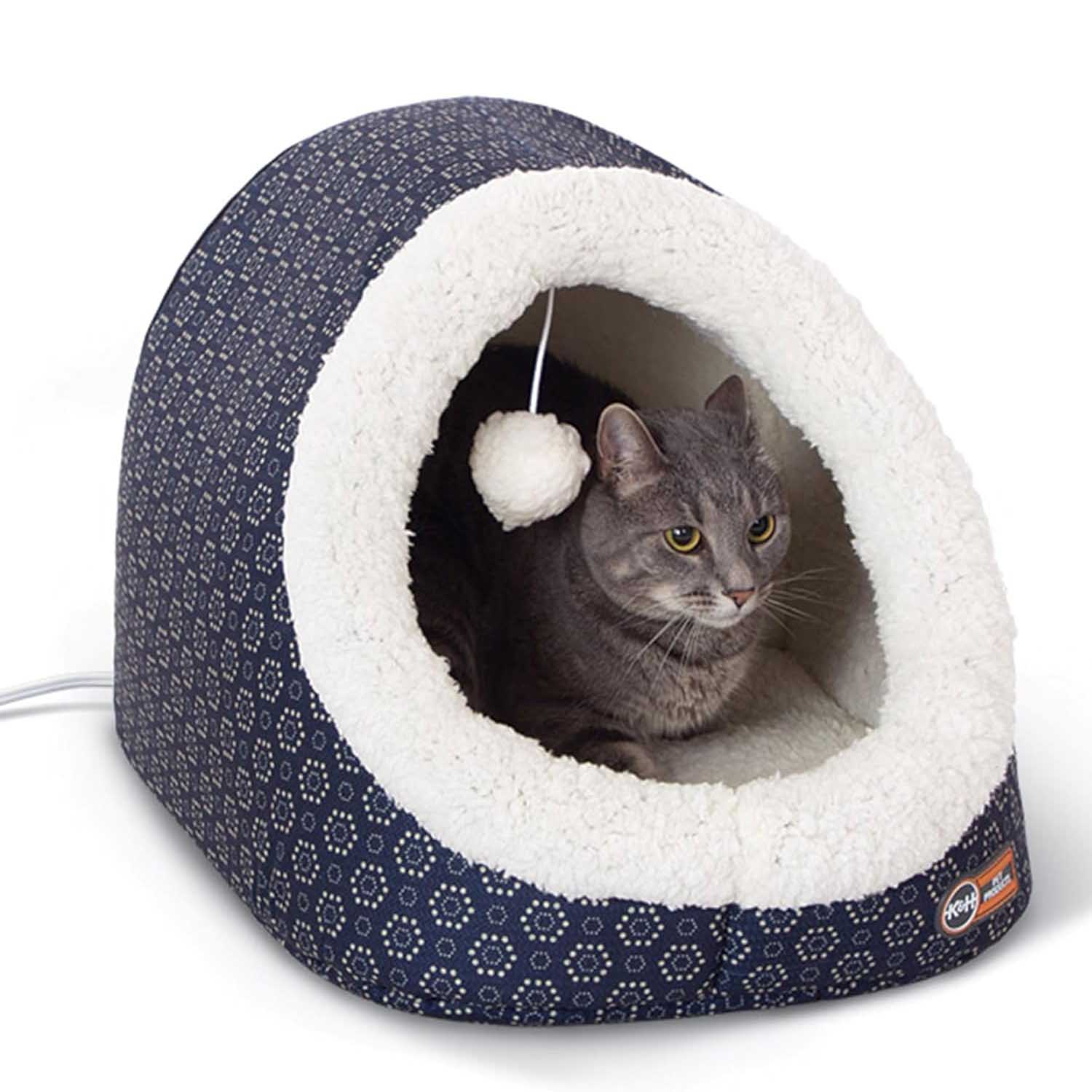 Image of K&H Pet Products Thermo-Pet Cave Heated Cat Bed – Plush Cat Cave & Tunnel for Cats and Small Dogs
