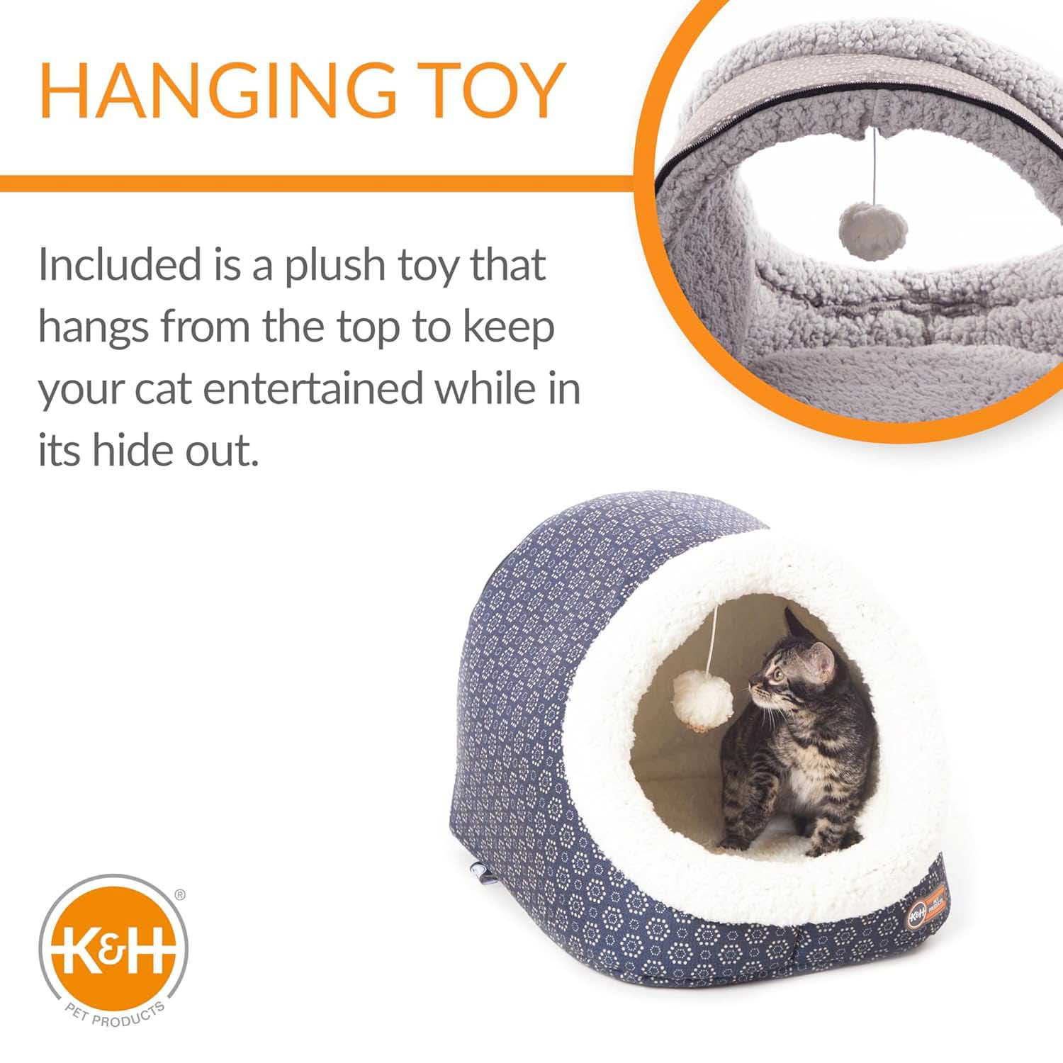 Image of K&H Pet Products Thermo-Pet Cave Heated Cat Bed – Plush Cat Cave & Tunnel for Cats and Small Dogs
