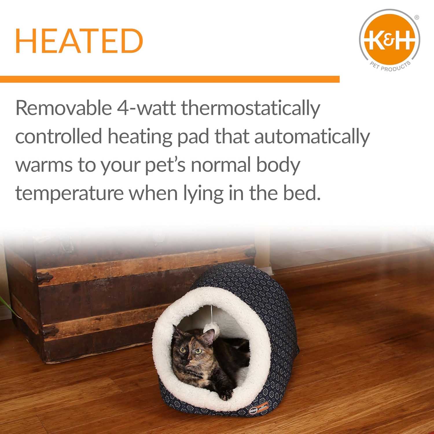 Image of K&H Pet Products Thermo-Pet Cave Heated Cat Bed – Plush Cat Cave & Tunnel for Cats and Small Dogs