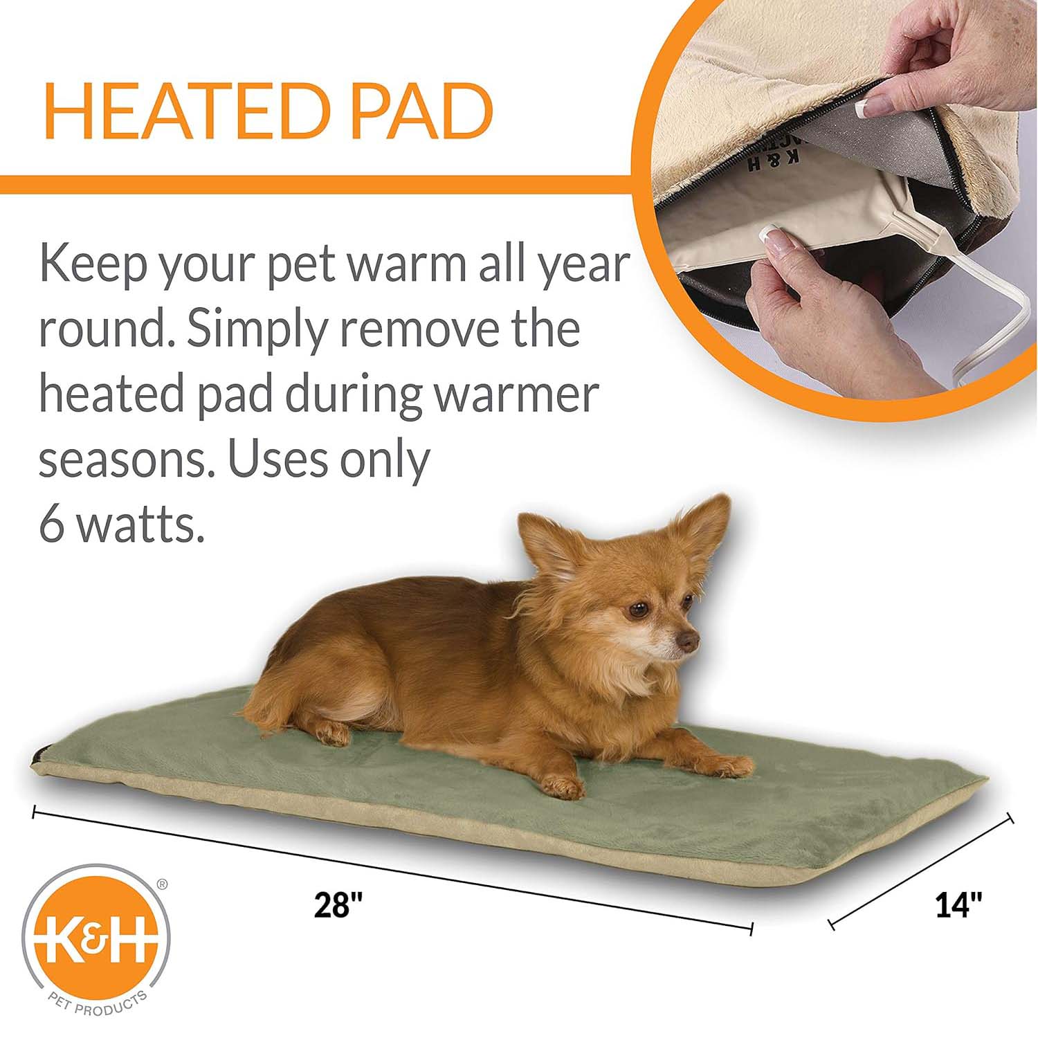 Image of K&H Thermo-Pet Heated Mat for Small Dogs and Cats –  Indoor Heated Bed Pad