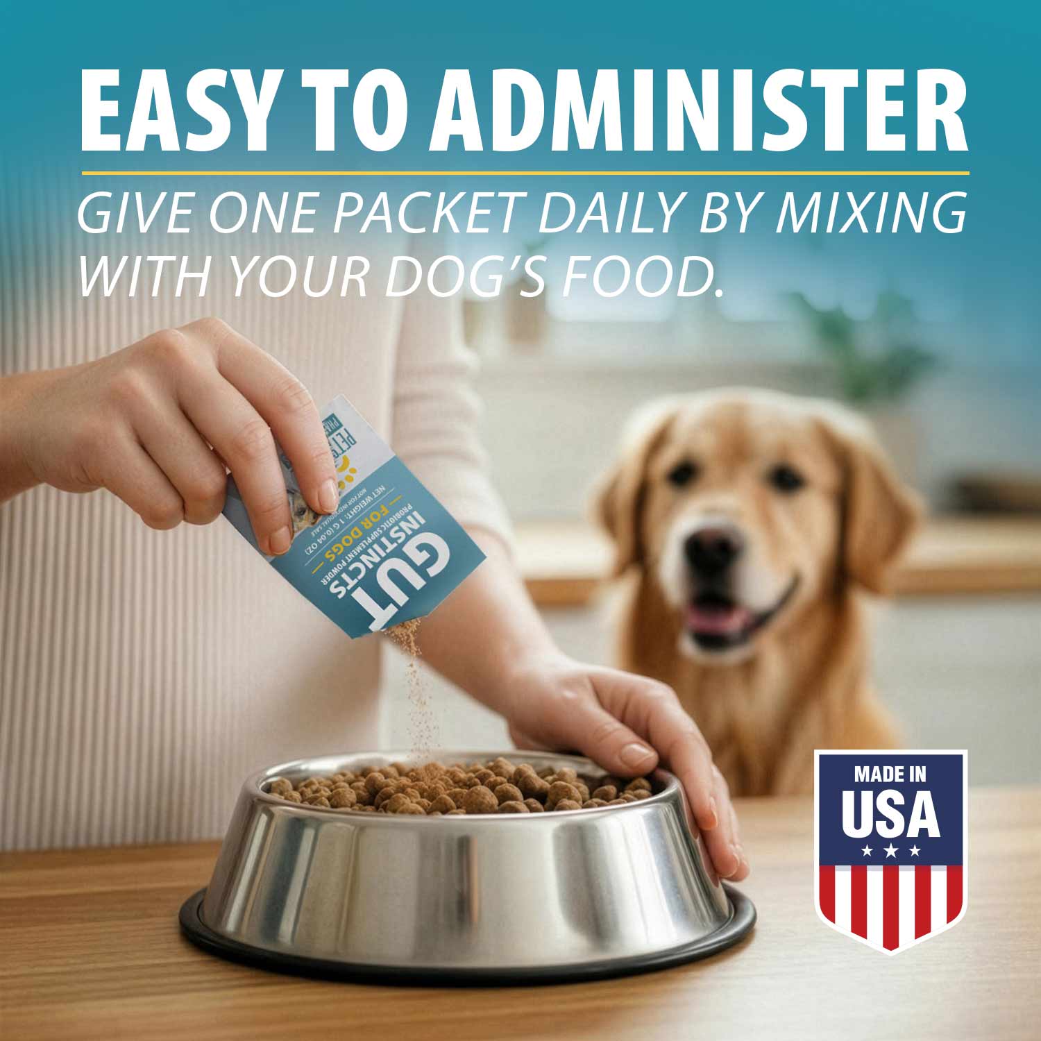 Image of Pet's Choice Gut Instincts Probiotic Powder Packets for Dogs – Daily Digestive & Immune Support, 30 Count