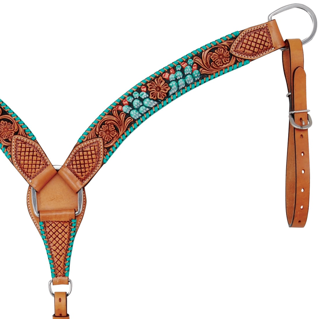 Image of Rafter T Painted Cactus Breast Collar, Horse
