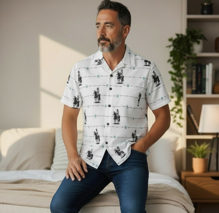 Image of Baha Ranch Saddle Up Western Hawaiian Shirt Made in America