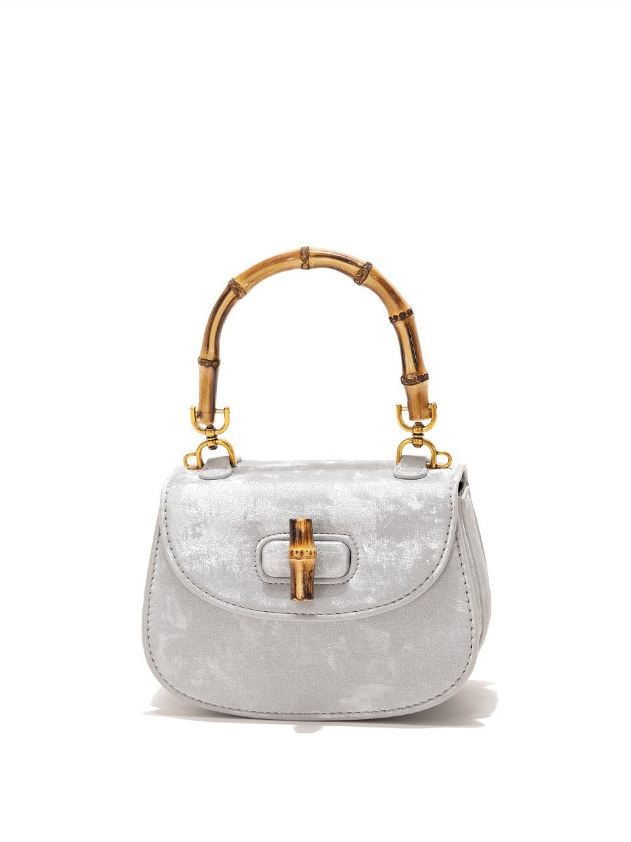 Image of Western style bamboo joint handbag versatile commuting bag single shoulder crossbody saddle bag