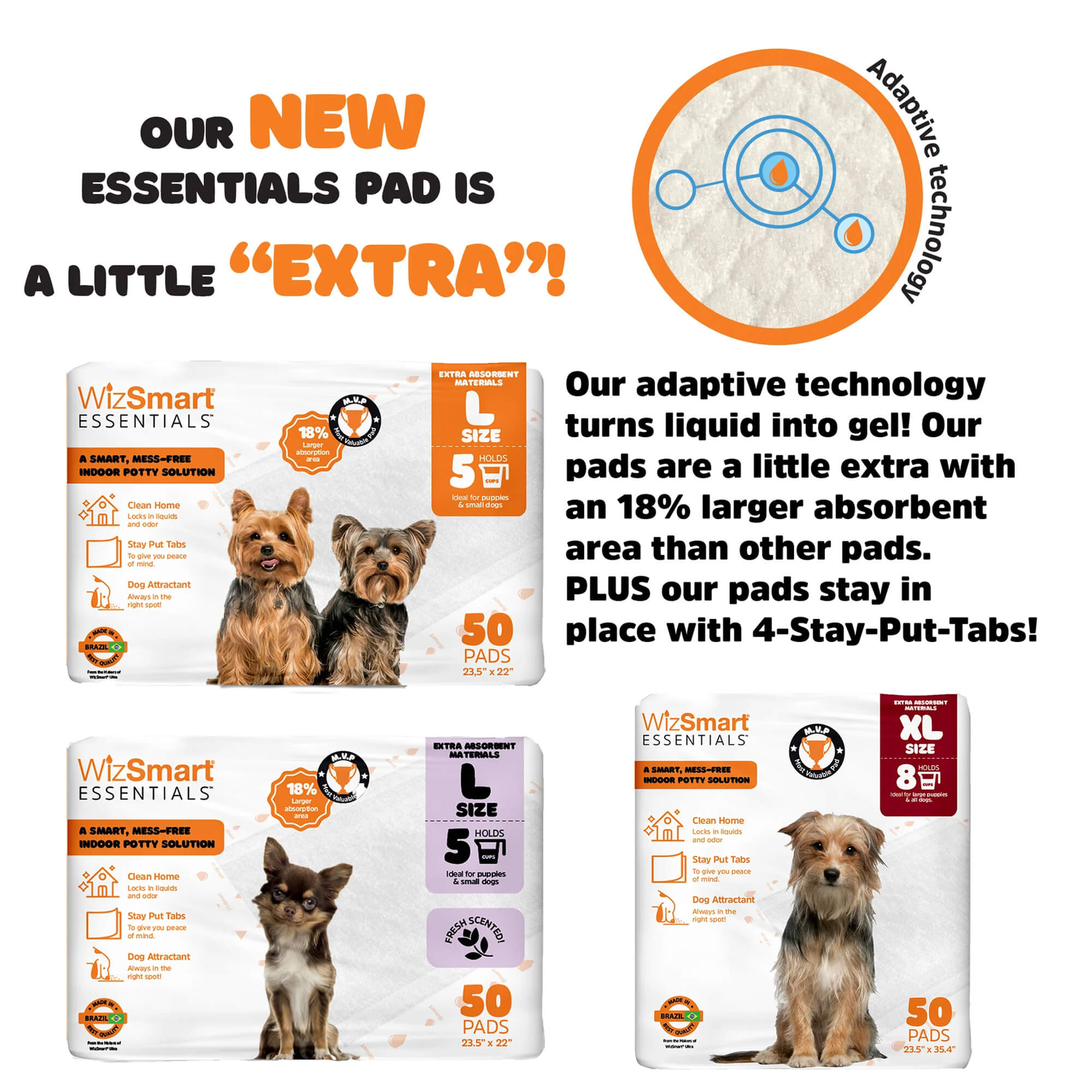 Image of WizSmart Essentials Training Pads with Attractant for Dogs & Puppies, XL