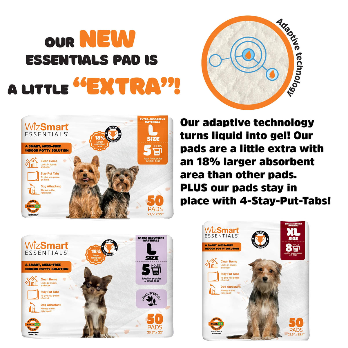 WizSmart Essentials Training Pads with Attractant for Dogs & Puppies, XL