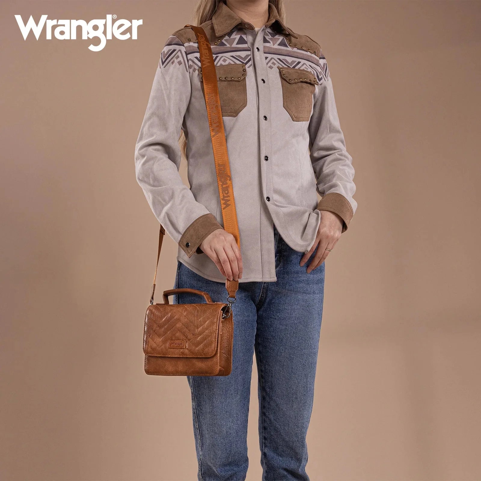 Image of Wrangler Western 3-Piece Mini Crossbody Set — Saddle Color (Bag + Coin Wallet + Card Case)